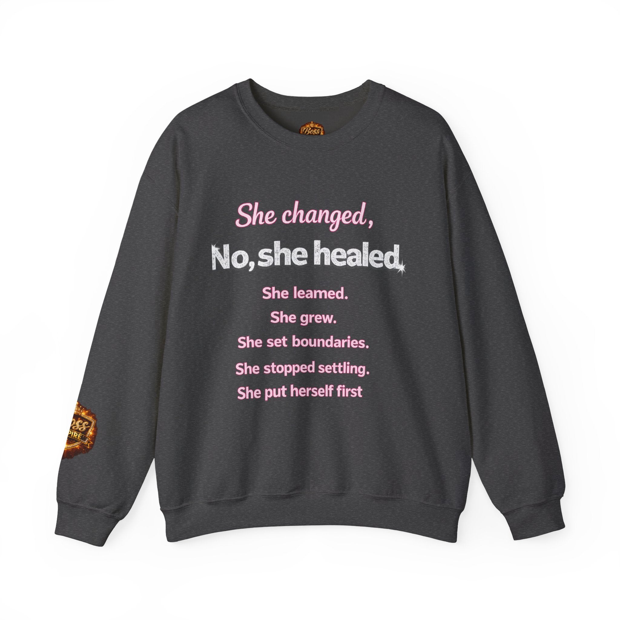 She changed, No she healed text sweatshirt | Crewneck Sweatshirt