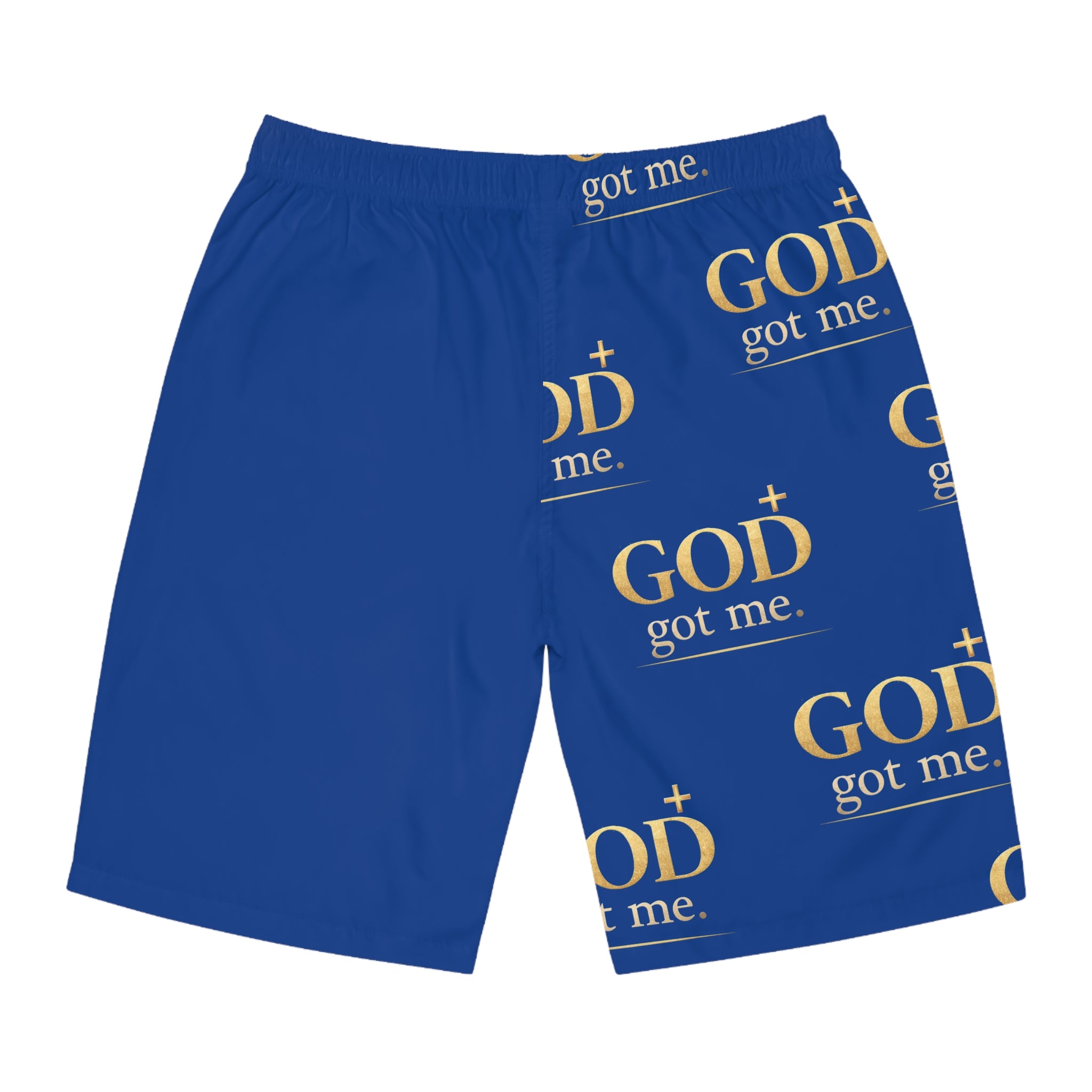 Men's 'GOD Got Me' Blue Board Shorts — Christian Faith Swimwear
