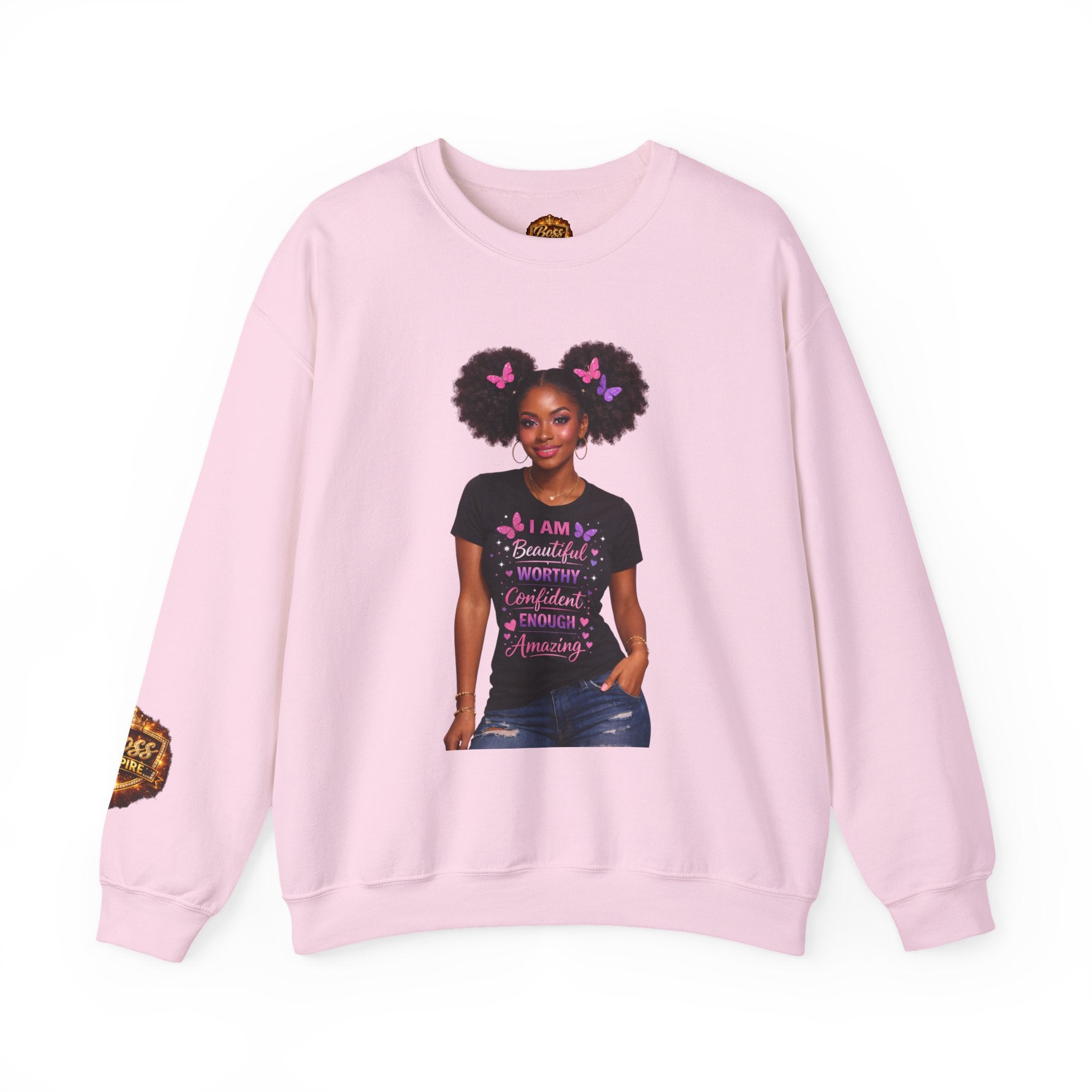 Affirmation Girl Graphic Crewneck Sweatshirt | Natural Hair, Positive Message