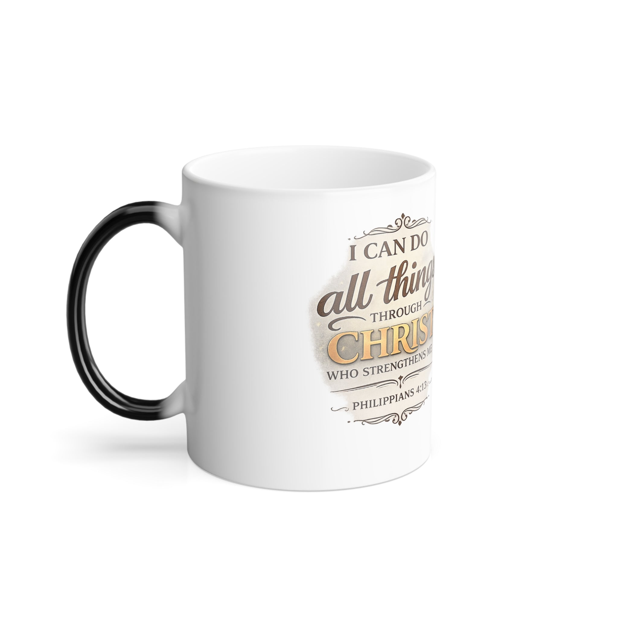 Color Changing Mug — "I Can Do All Things Through Christ" Inspirational Scripture Coffee Cup