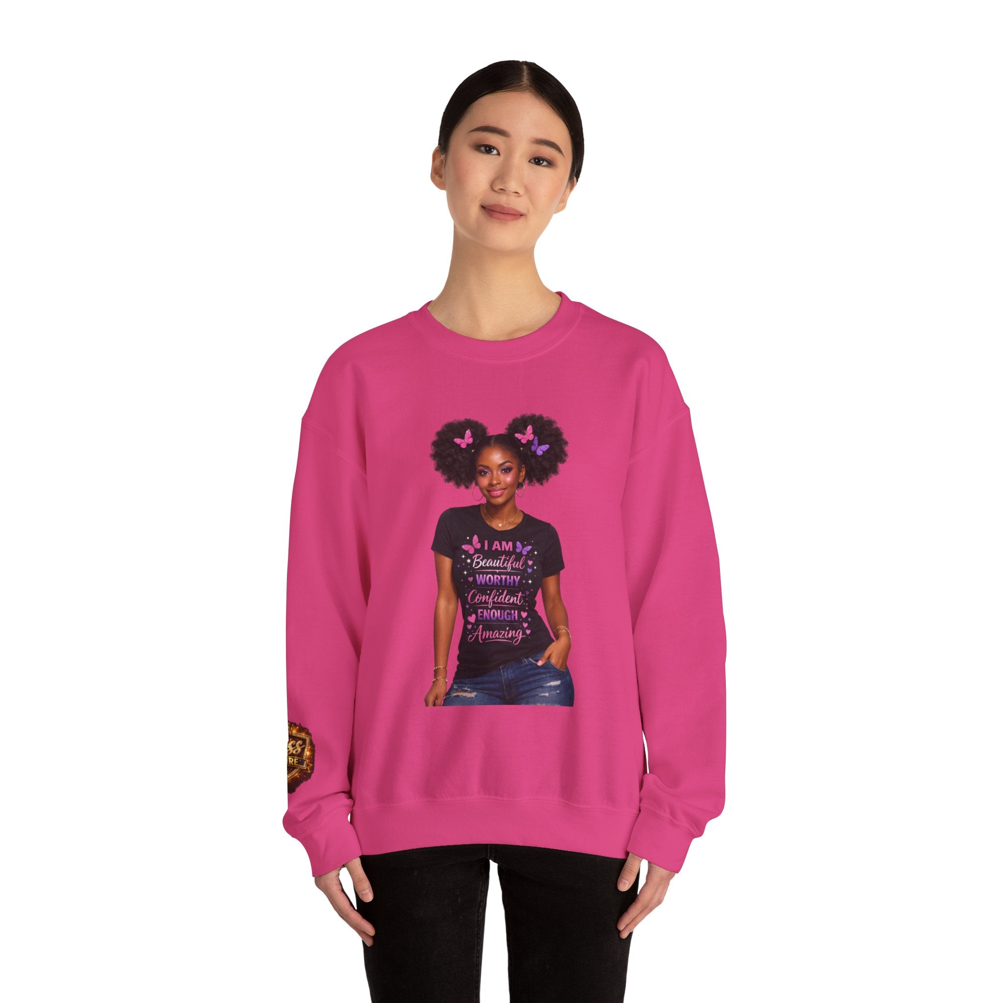 Affirmation Girl Graphic Crewneck Sweatshirt | Natural Hair, Positive Message