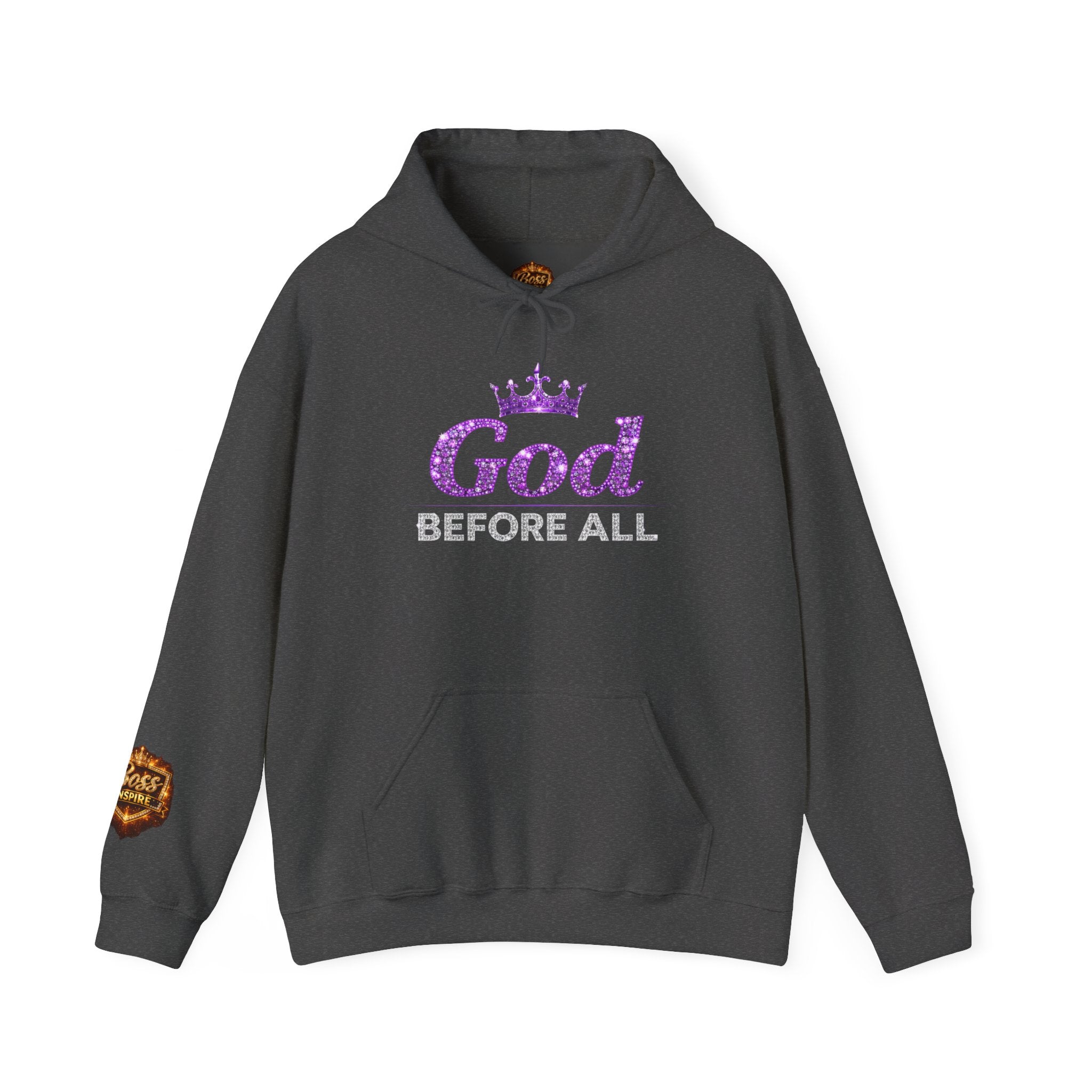 God Before All Hoodie | Faith Crown Scripture Sweatshirt
