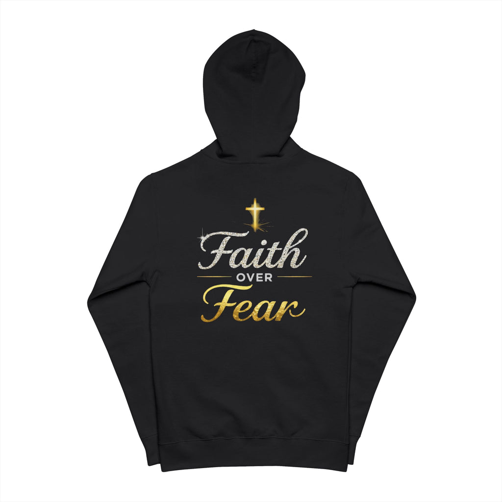 Faith Over Fear Hoodie | Religious Cross Typography Zip-Up