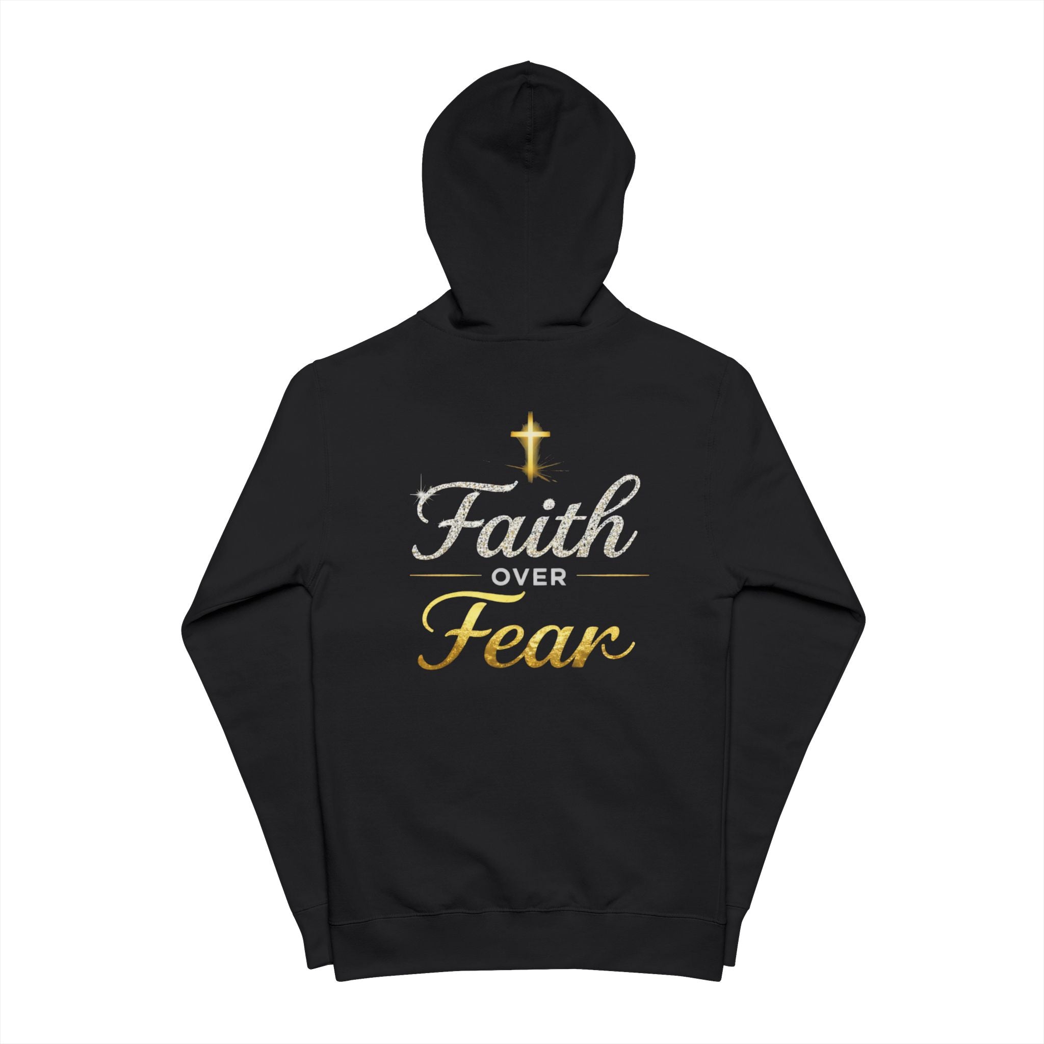 Faith Over Fear Hoodie | Religious Cross Typography Zip-Up