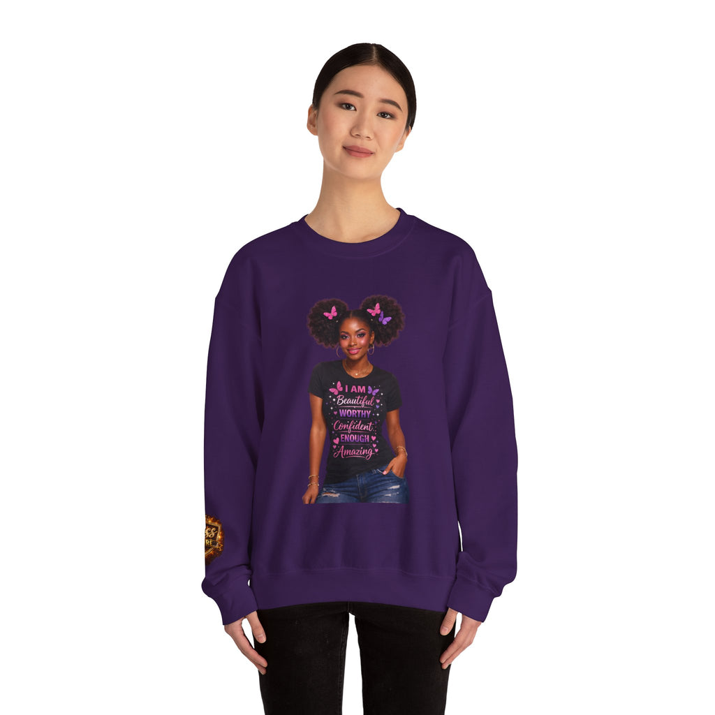 Affirmation Girl Graphic Crewneck Sweatshirt | Natural Hair, Positive Message