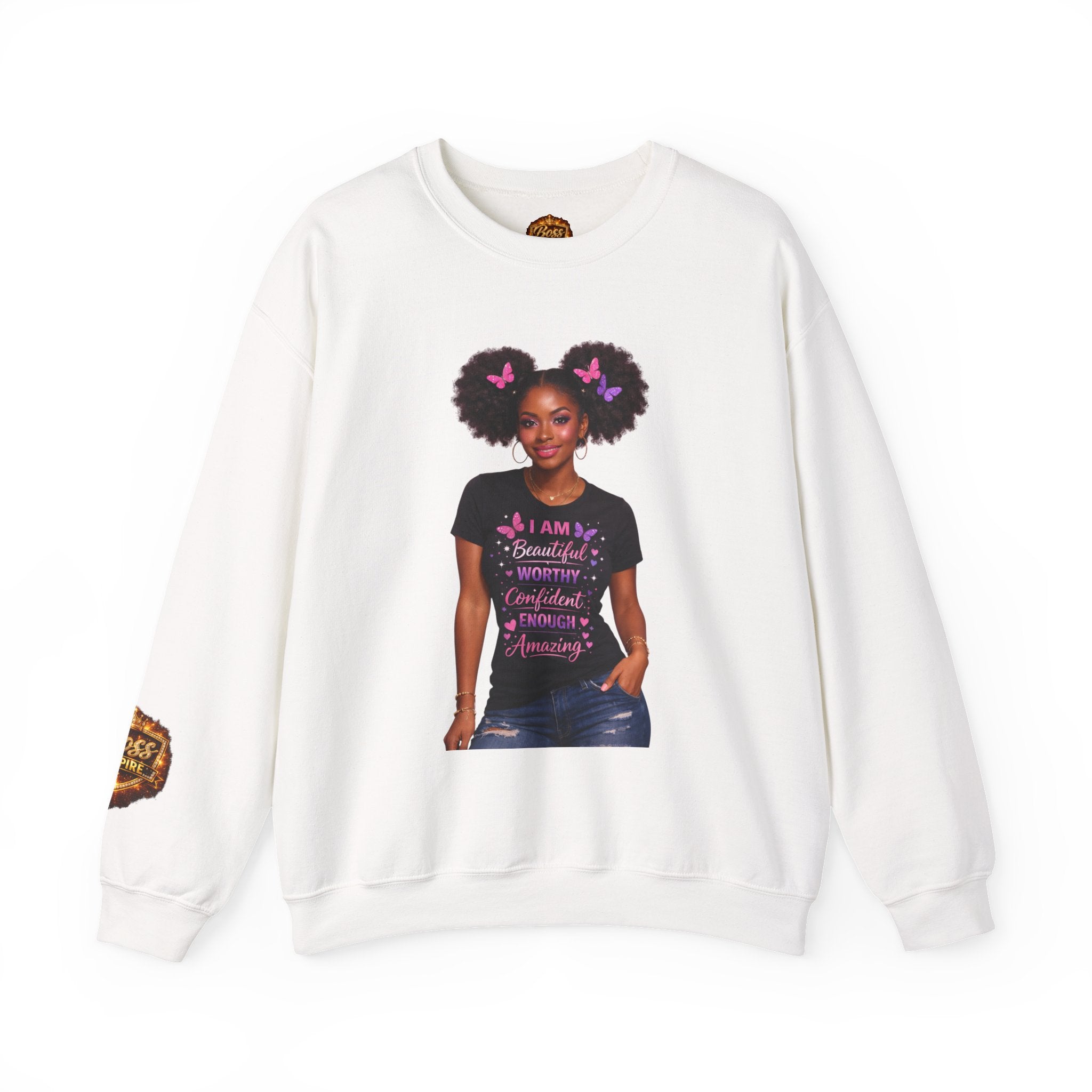 Affirmation Girl Graphic Crewneck Sweatshirt | Natural Hair, Positive Message