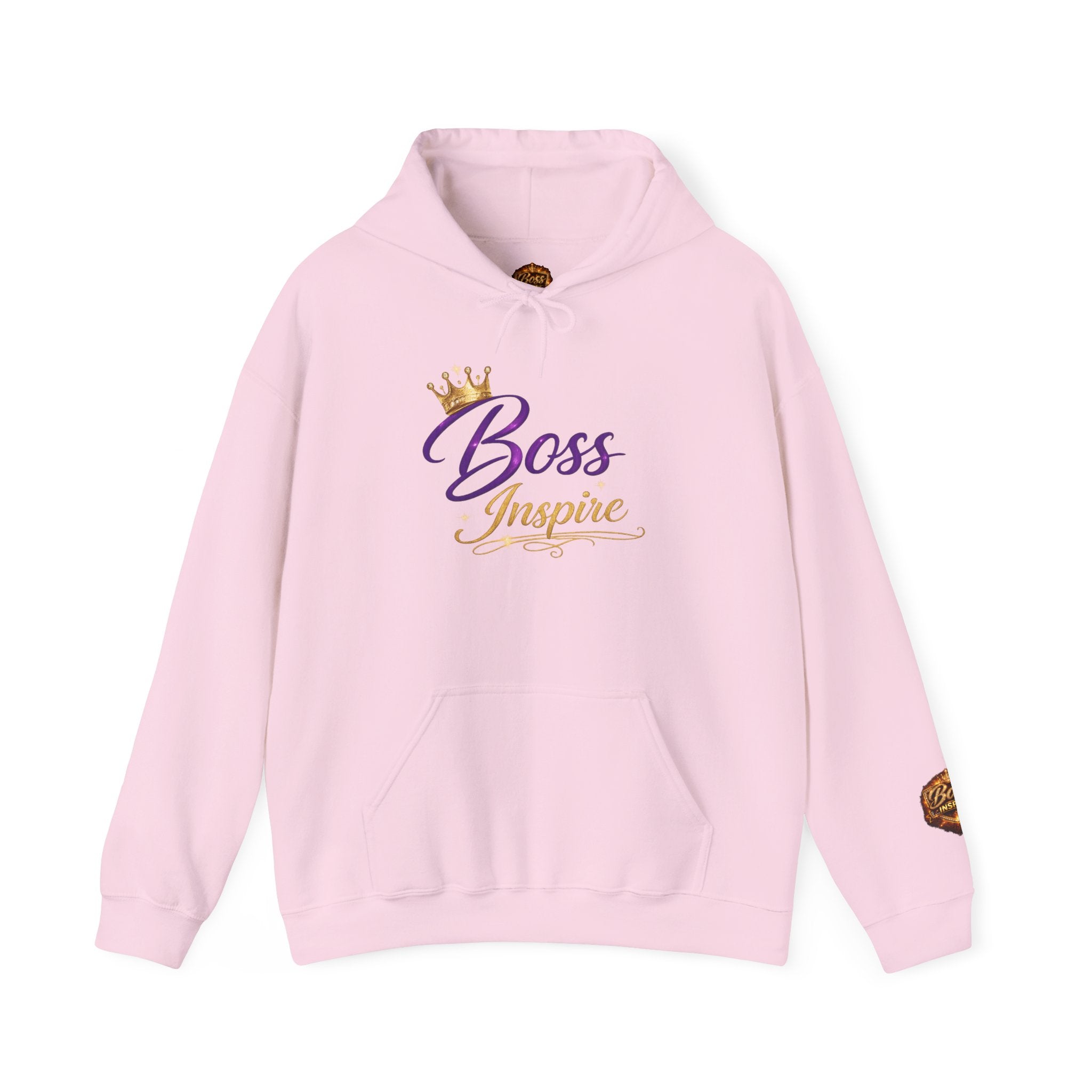 Boss Inspire Script Logo Hoodie | Crown Typography, Empowerment Sweatshirt