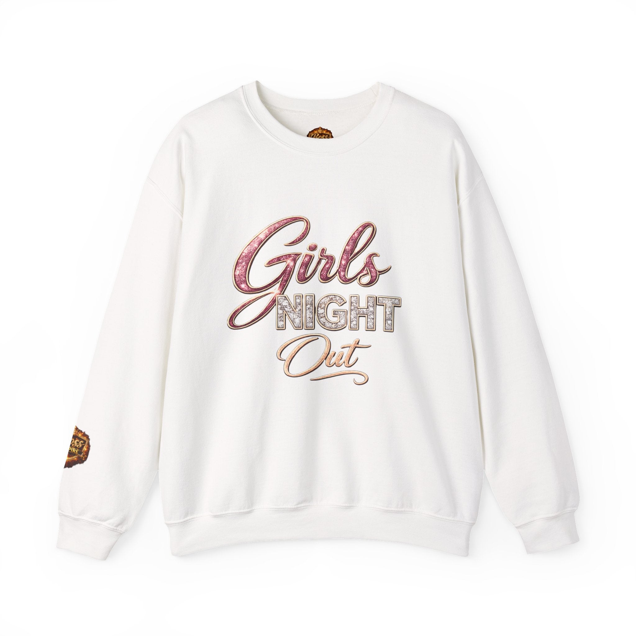 Girls Night Out Crewneck Sweatshirt | Metallic Script, Cozy Pullover