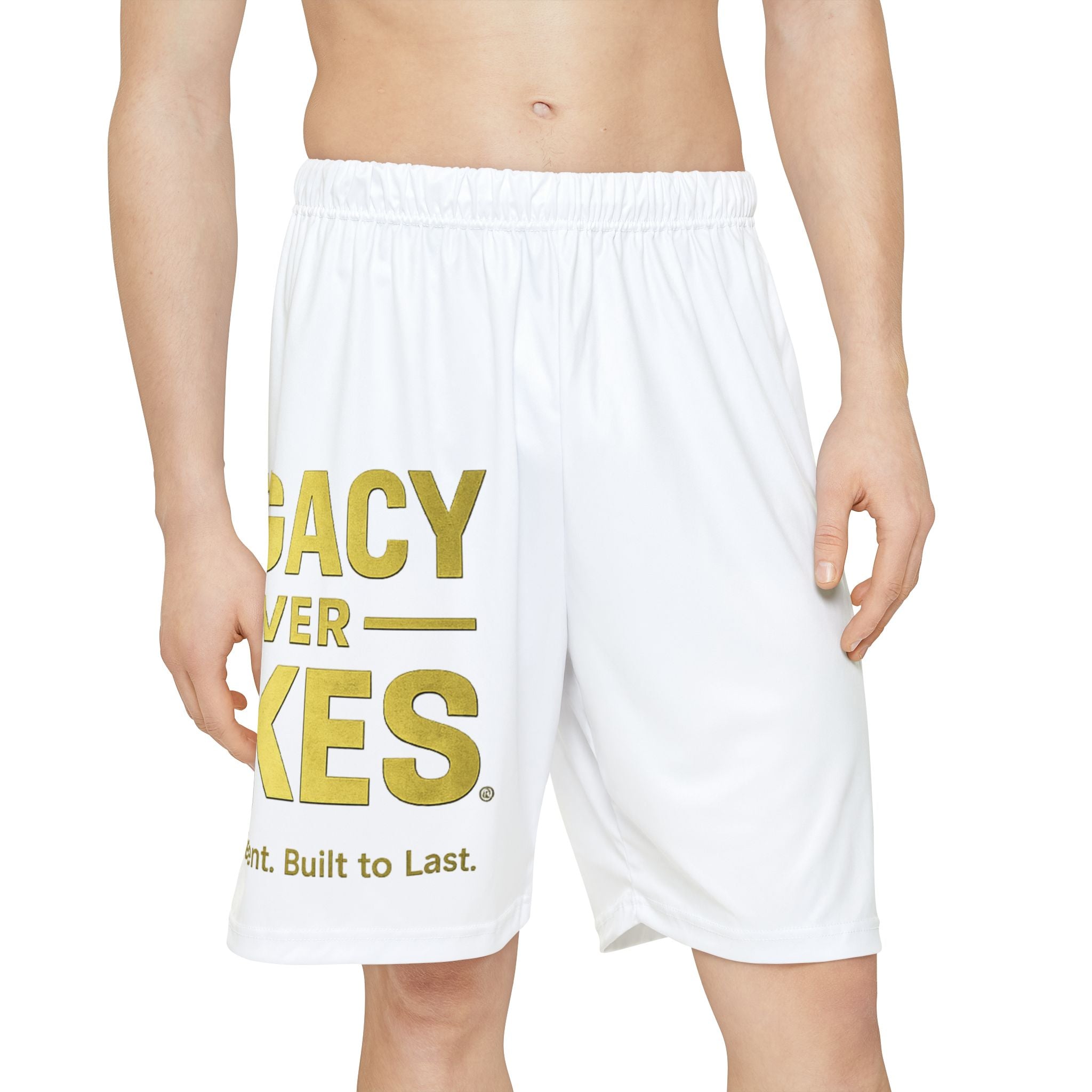 Legacy Over Likes Athletic Shorts — Men's White Performance Basketball Shorts