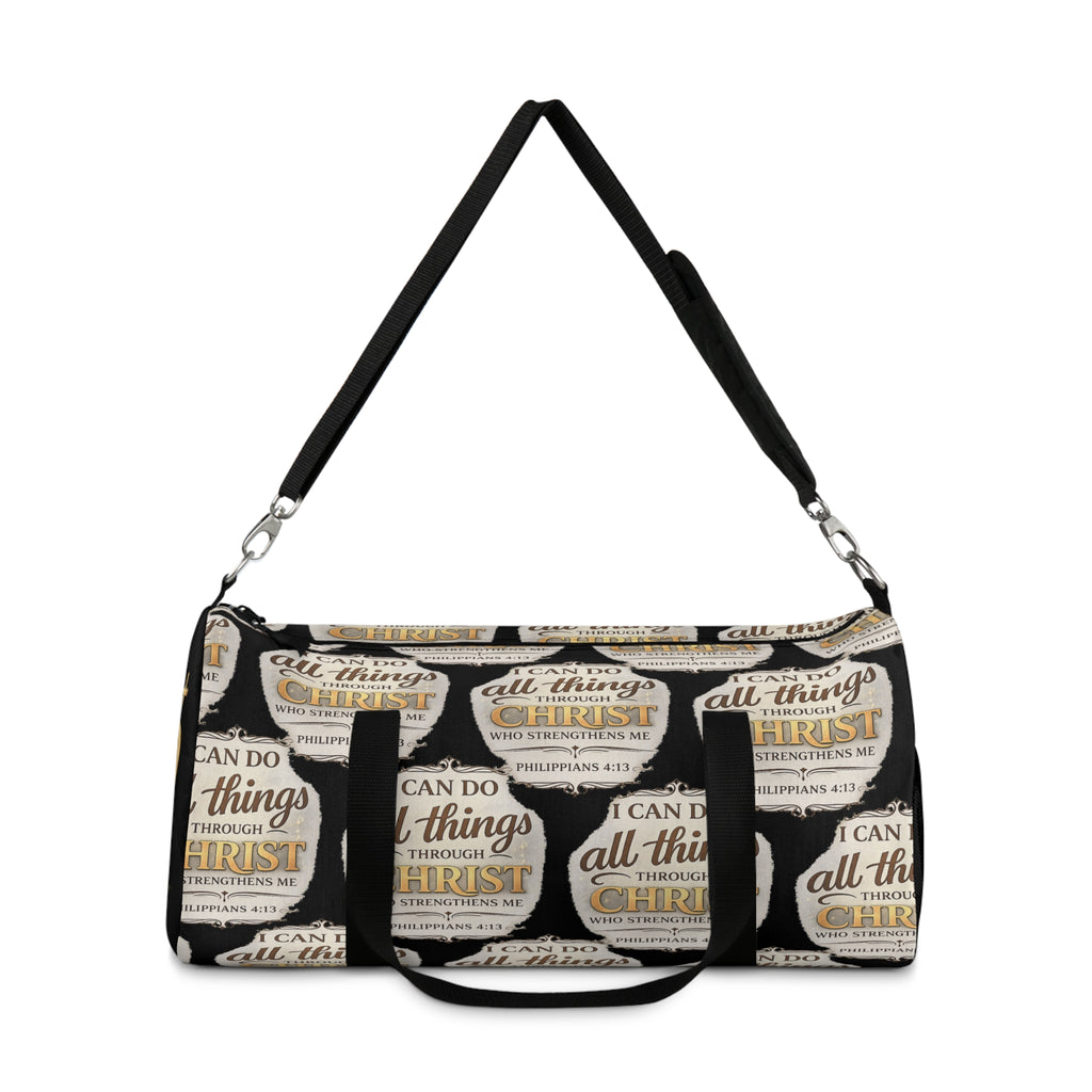 I Can Do All Things Through Christ duffel bag | Christian Scripture Philippians 4:13 gym bag