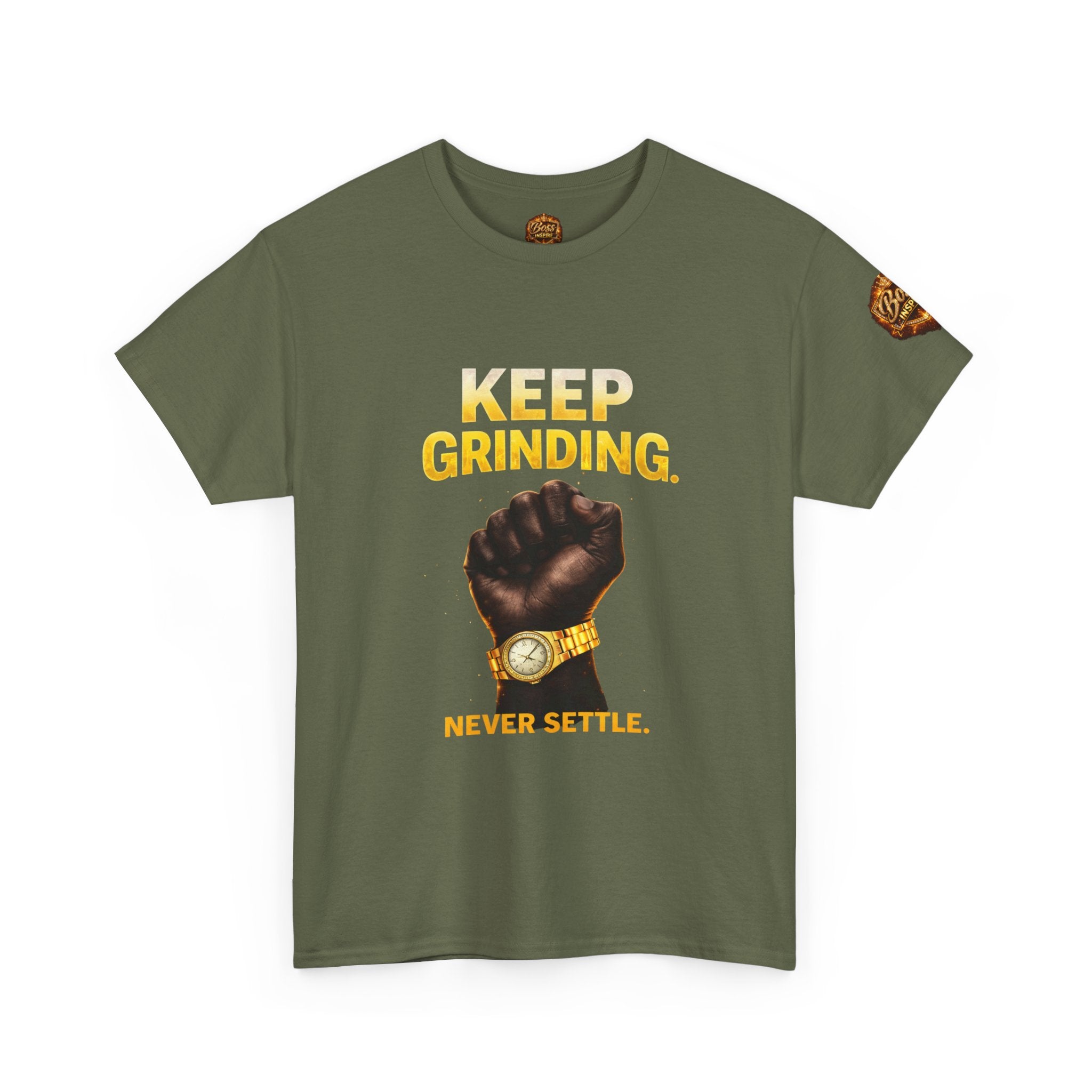 Keep Grinding fist graphic Tee | Motivational slogan shirt