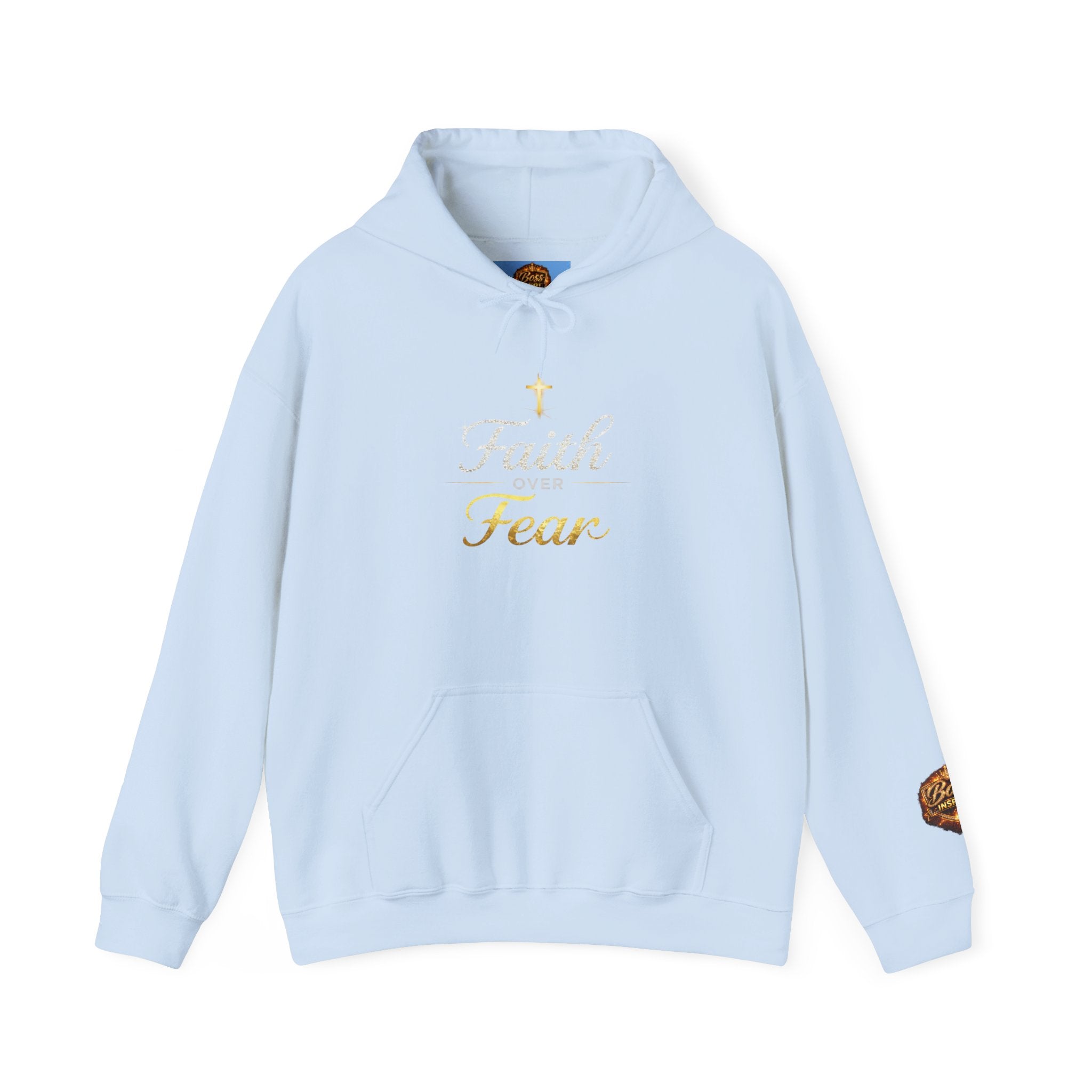 Faith Over Fear Hoodie | Christian Cross Script Religious Sweatshirt