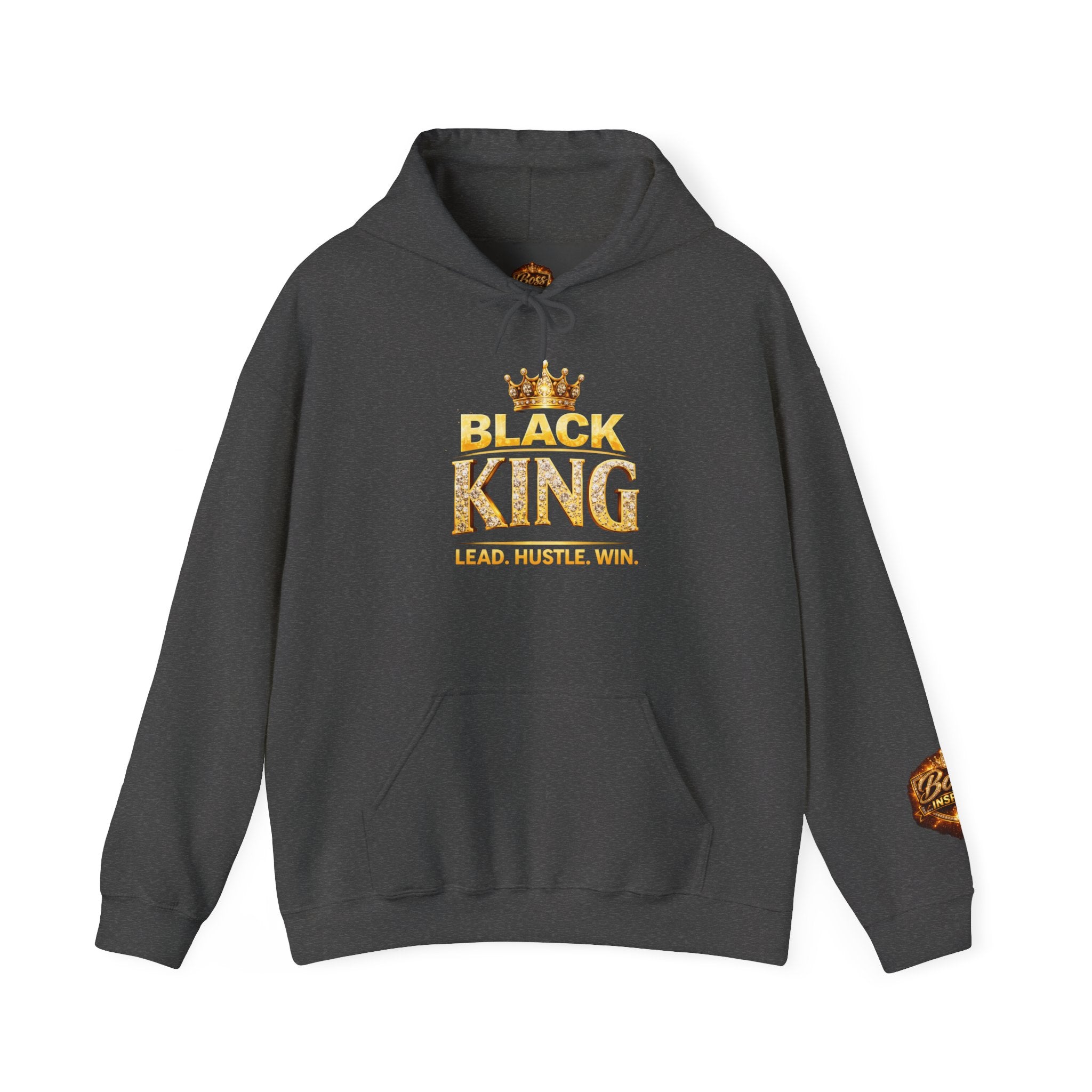 Black King Crown Sweatshirt | Hoodie with 'Lead. Hustle. Win.'