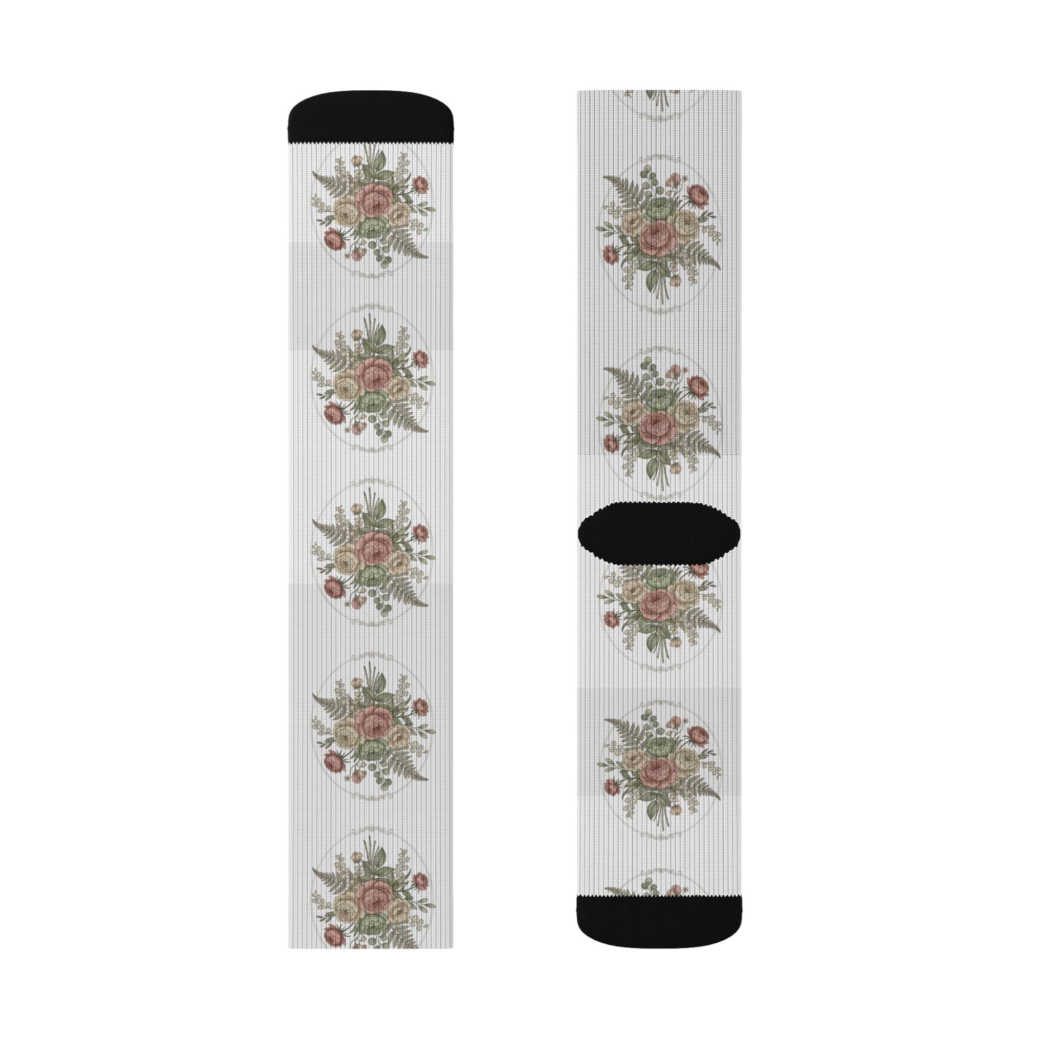 Vintage Rose Pattern Crew Socks