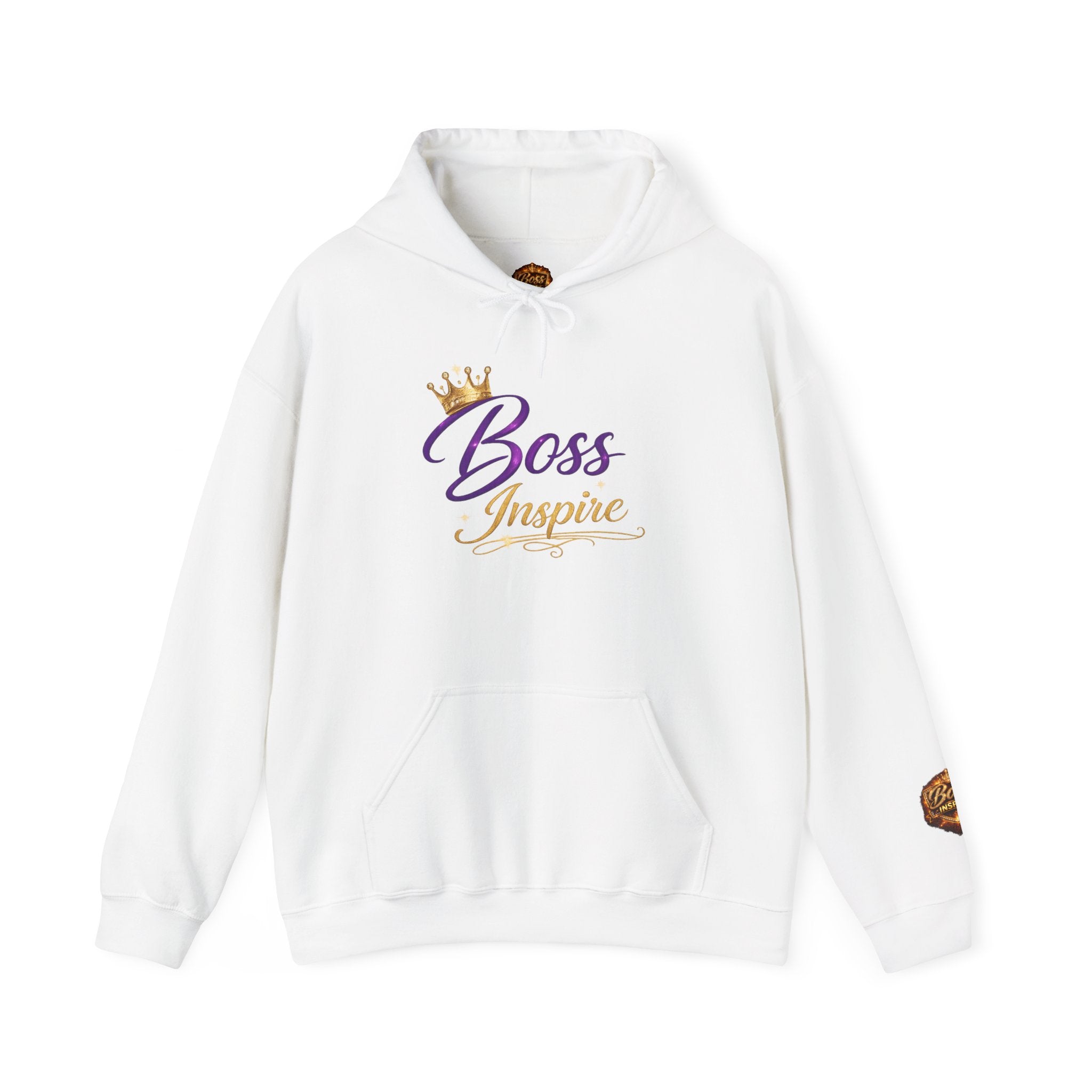 Boss Inspire Script Logo Hoodie | Crown Typography, Empowerment Sweatshirt