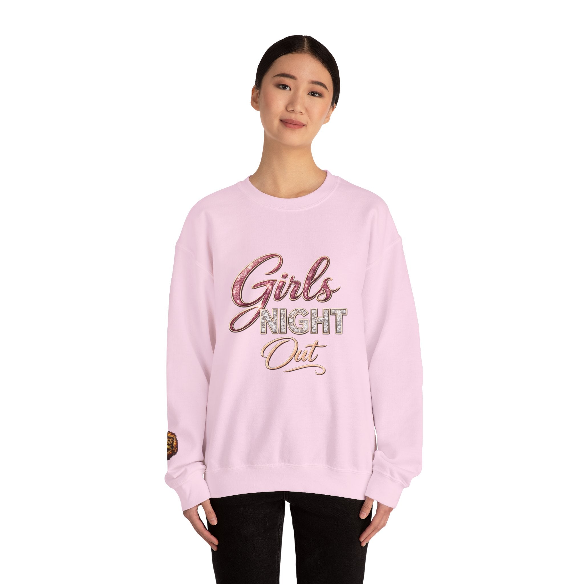 Girls Night Out Crewneck Sweatshirt | Metallic Script, Cozy Pullover