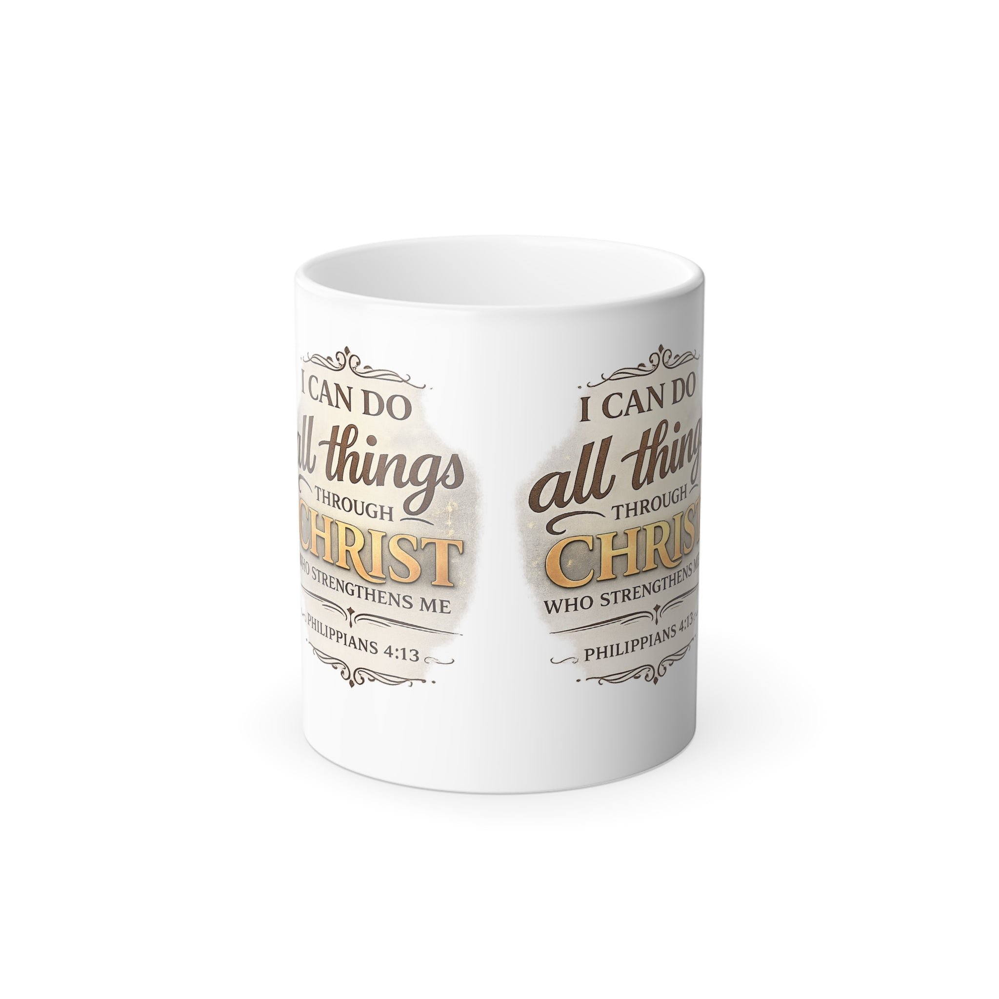 Color Changing Mug — "I Can Do All Things Through Christ" Inspirational Scripture Coffee Cup