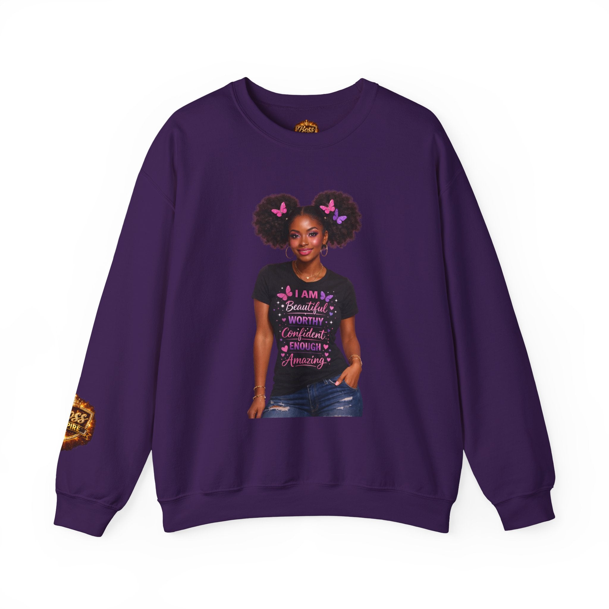 Affirmation Girl Graphic Crewneck Sweatshirt | Natural Hair, Positive Message