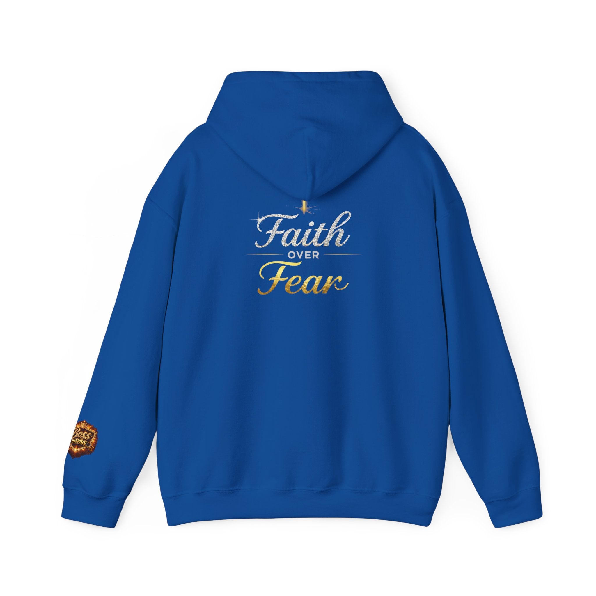 Faith Over Fear Hoodie | Christian Cross Script Religious Sweatshirt