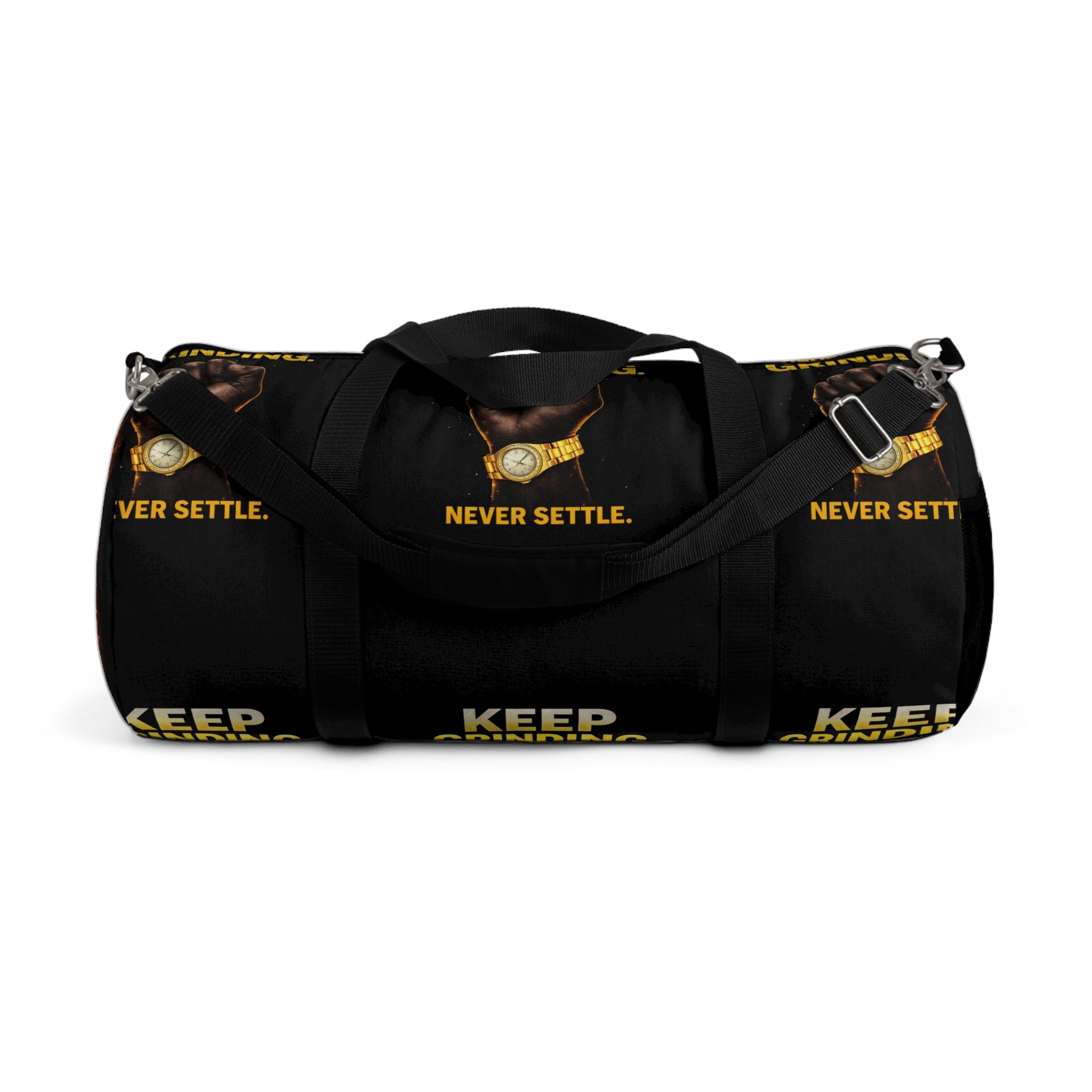 Keep Grinding Never Settle Duffel Bag | Motivational Gym Travel Bag