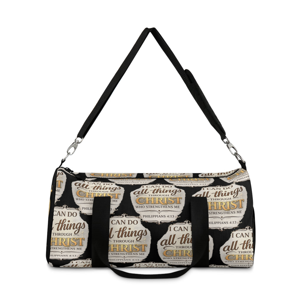 I Can Do All Things Through Christ duffel bag | Christian Scripture Philippians 4:13 gym bag