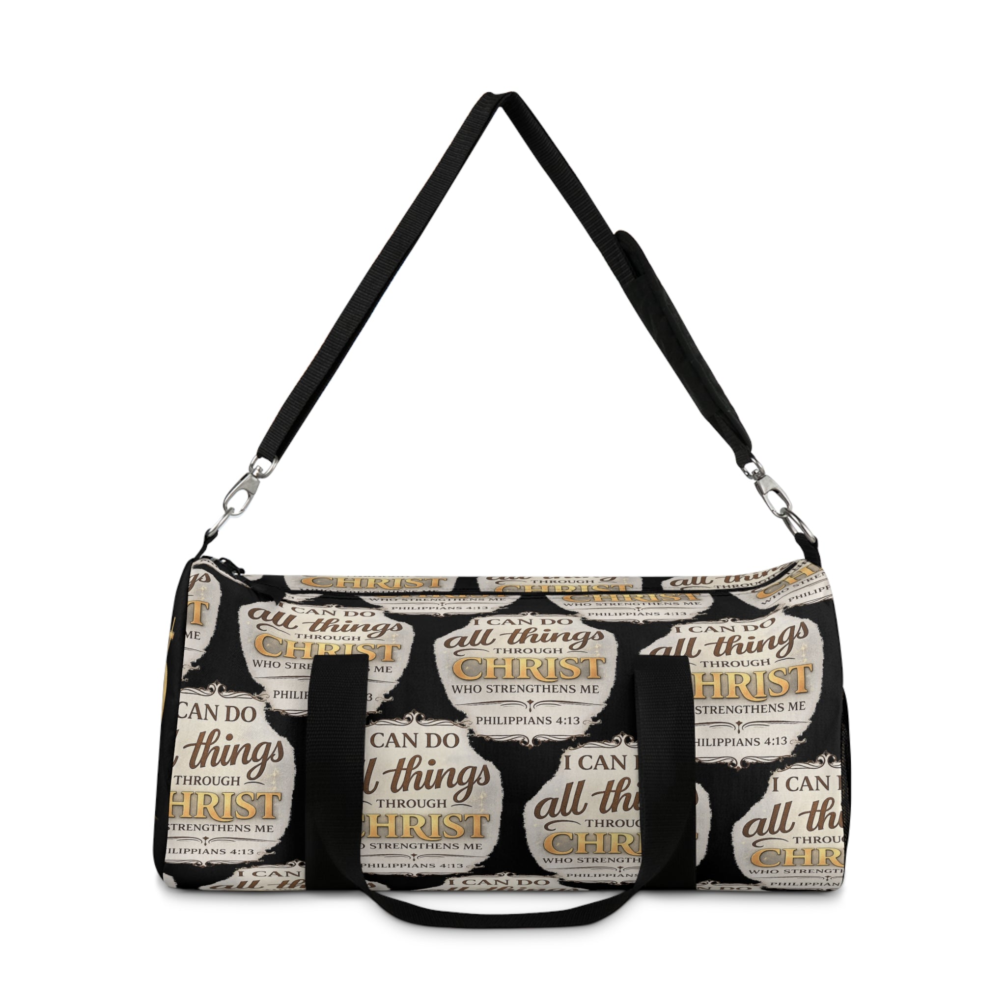 I Can Do All Things Through Christ duffel bag | Christian Scripture Philippians 4:13 gym bag