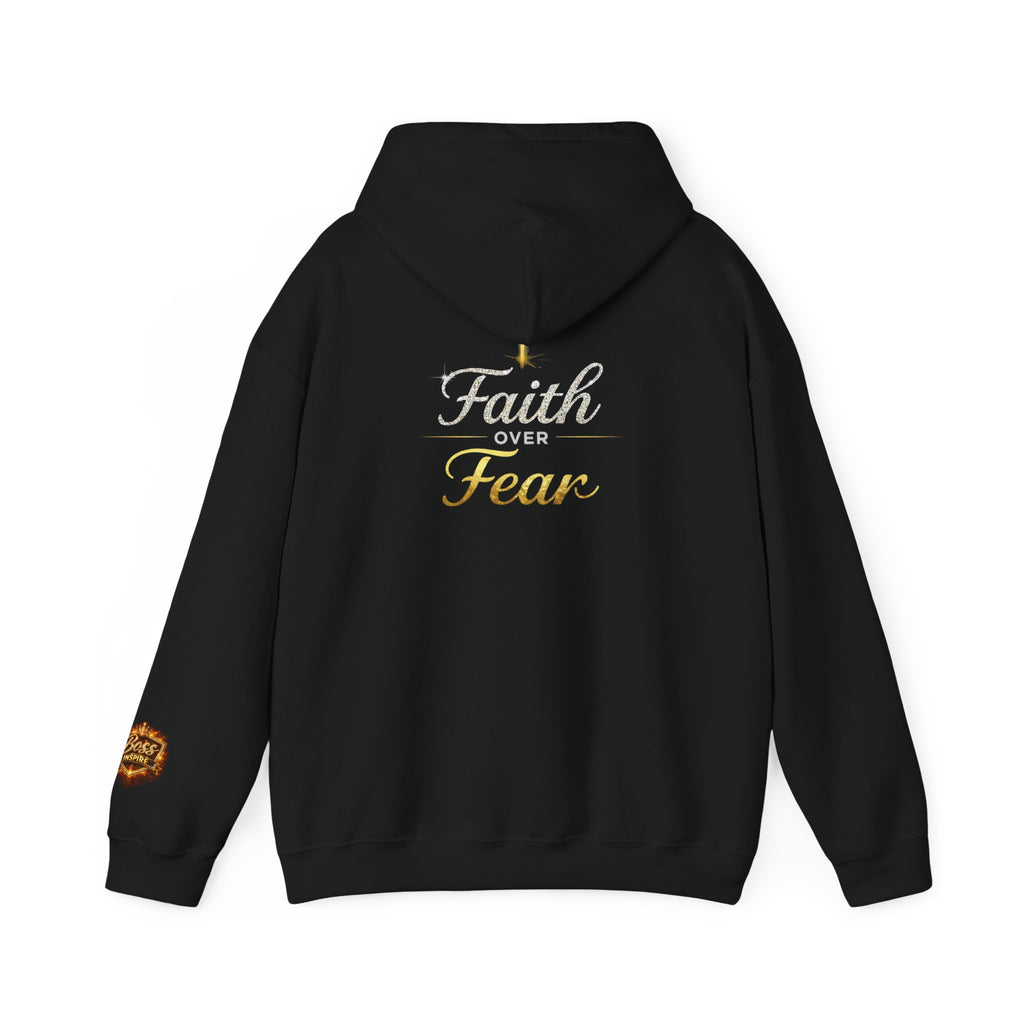 Faith Over Fear Hoodie | Christian Cross Script Religious Sweatshirt