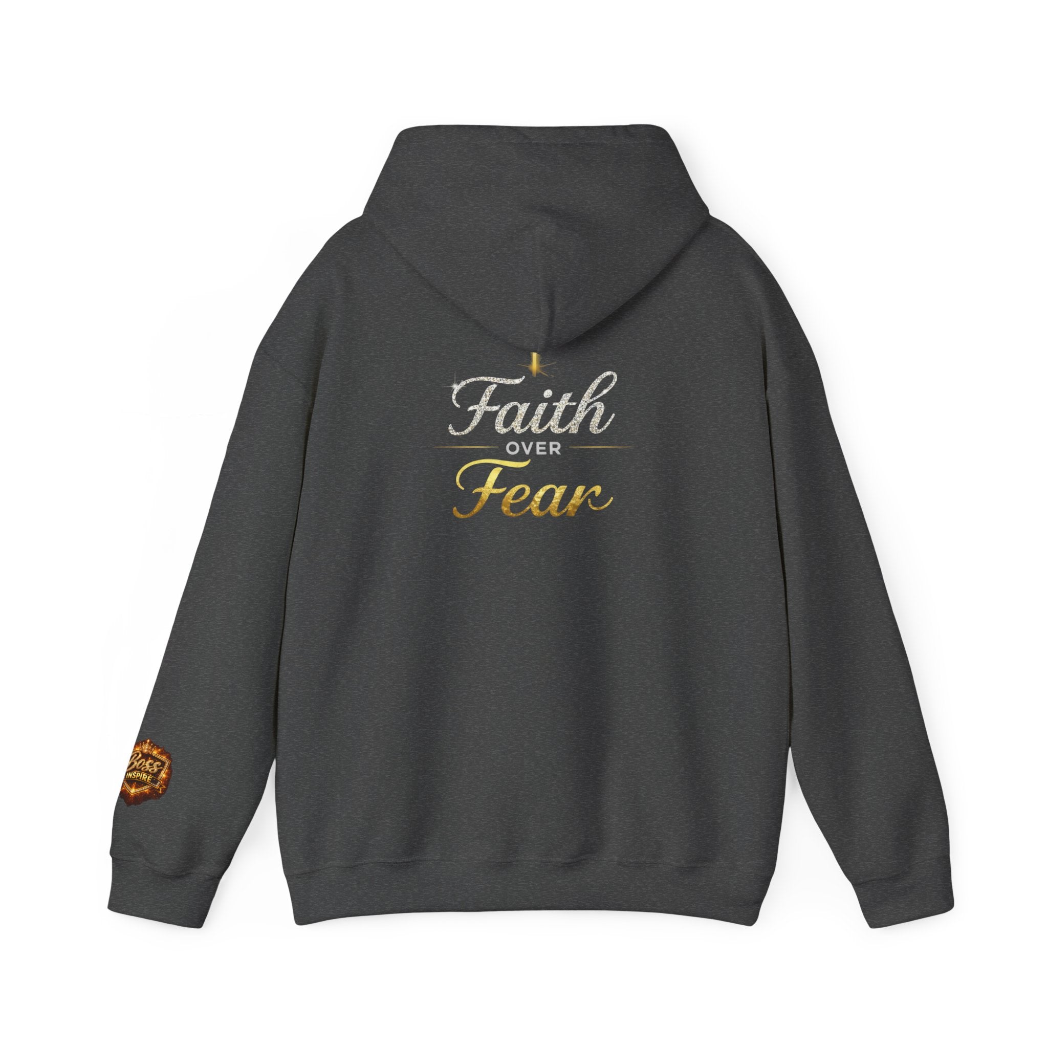 Faith Over Fear Hoodie | Christian Cross Script Religious Sweatshirt