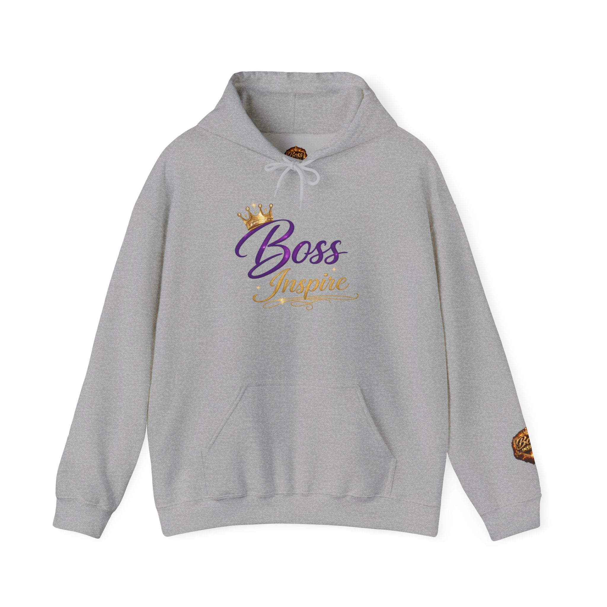 Boss Inspire Script Logo Hoodie | Crown Typography, Empowerment Sweatshirt