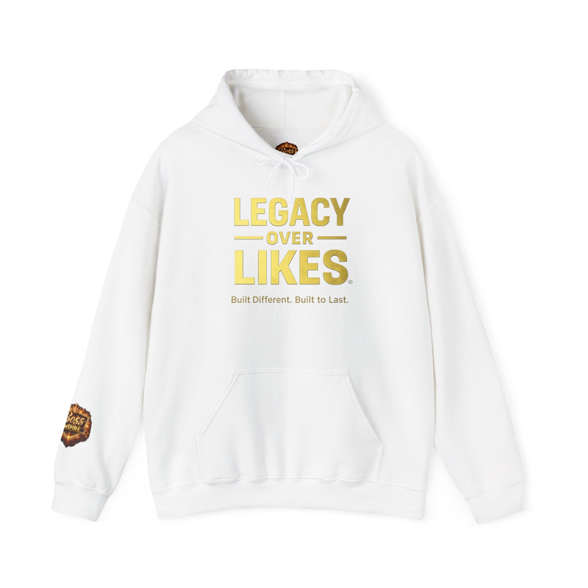 Legacy Over Likes Hoodie — "Legacy Over Likes" Motivational White Pullover