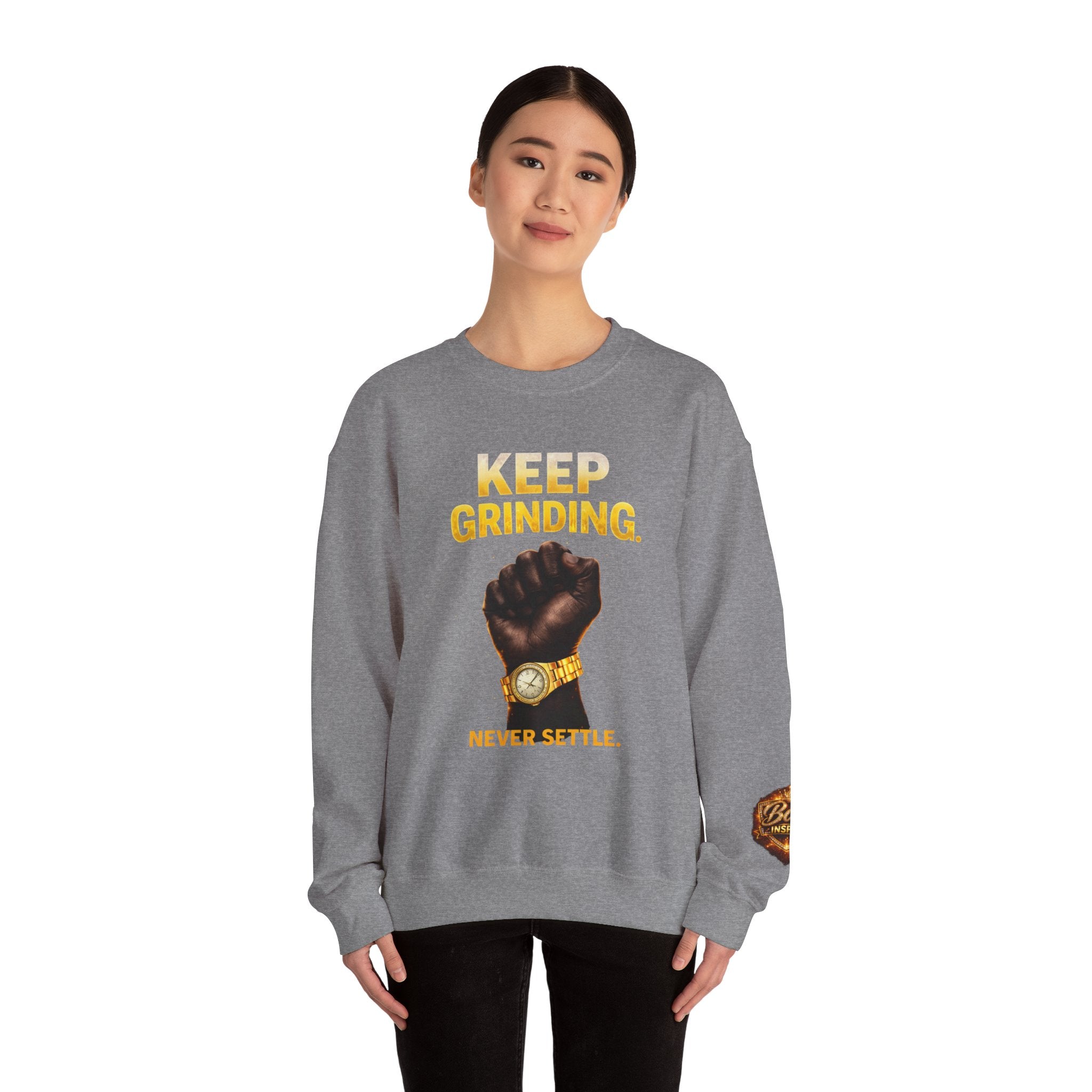 Keep Grinding Fist Graphic sweatshirt | Crewneck Motivational Streetwear