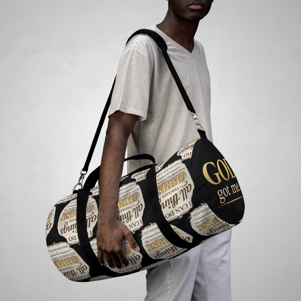 I Can Do All Things Through Christ duffel bag | Christian Scripture Philippians 4:13 gym bag