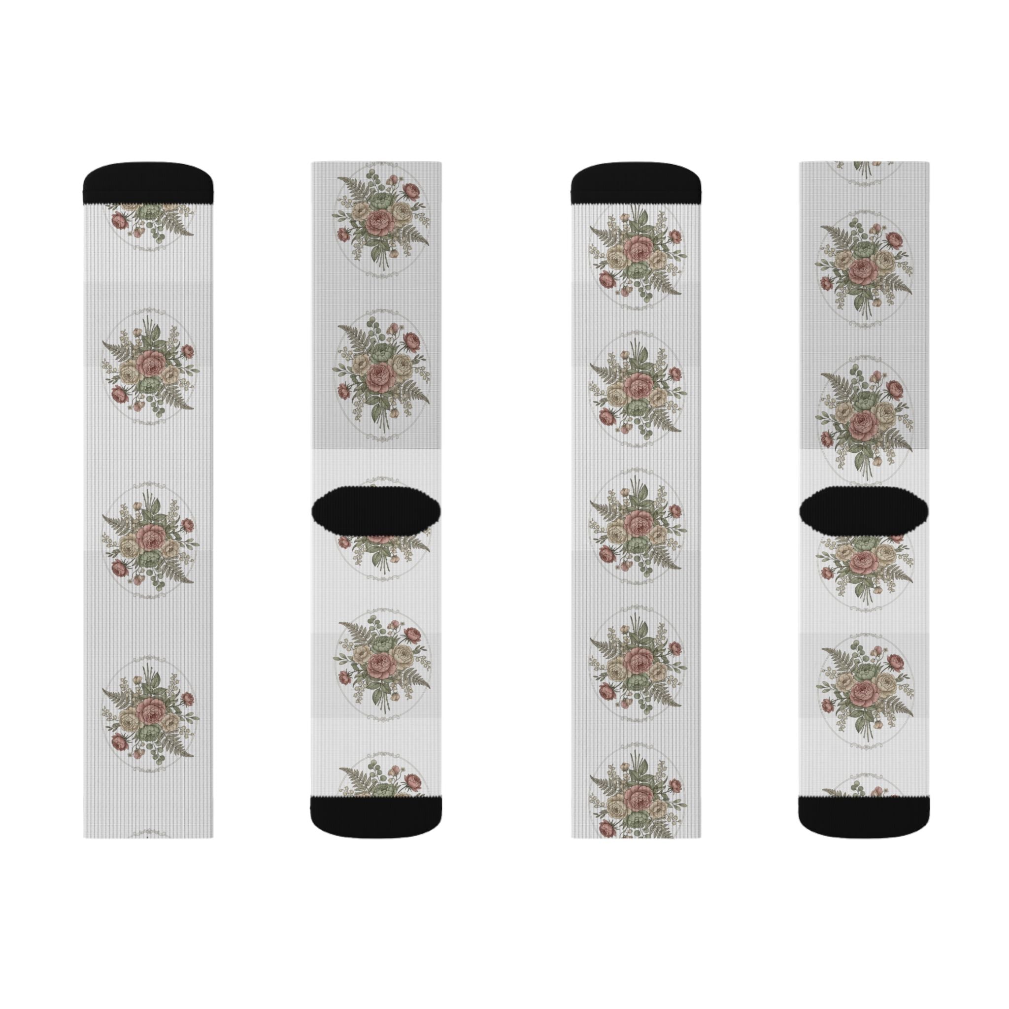 Vintage Rose Pattern Crew Socks