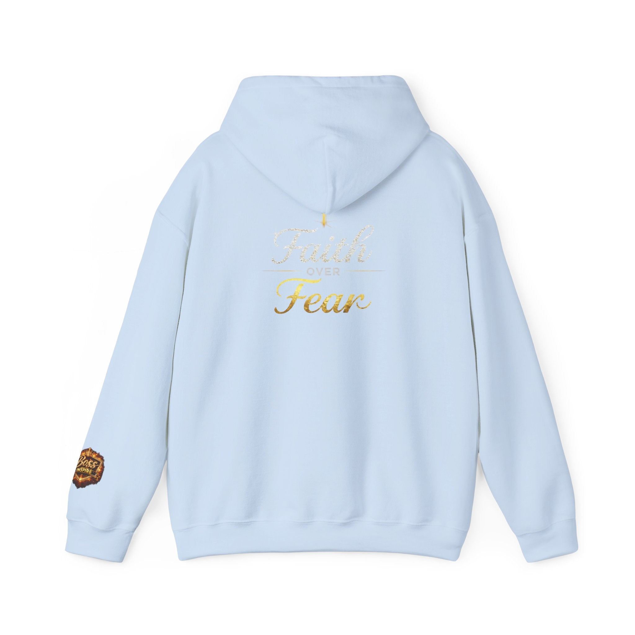 Faith Over Fear Hoodie | Christian Cross Script Religious Sweatshirt