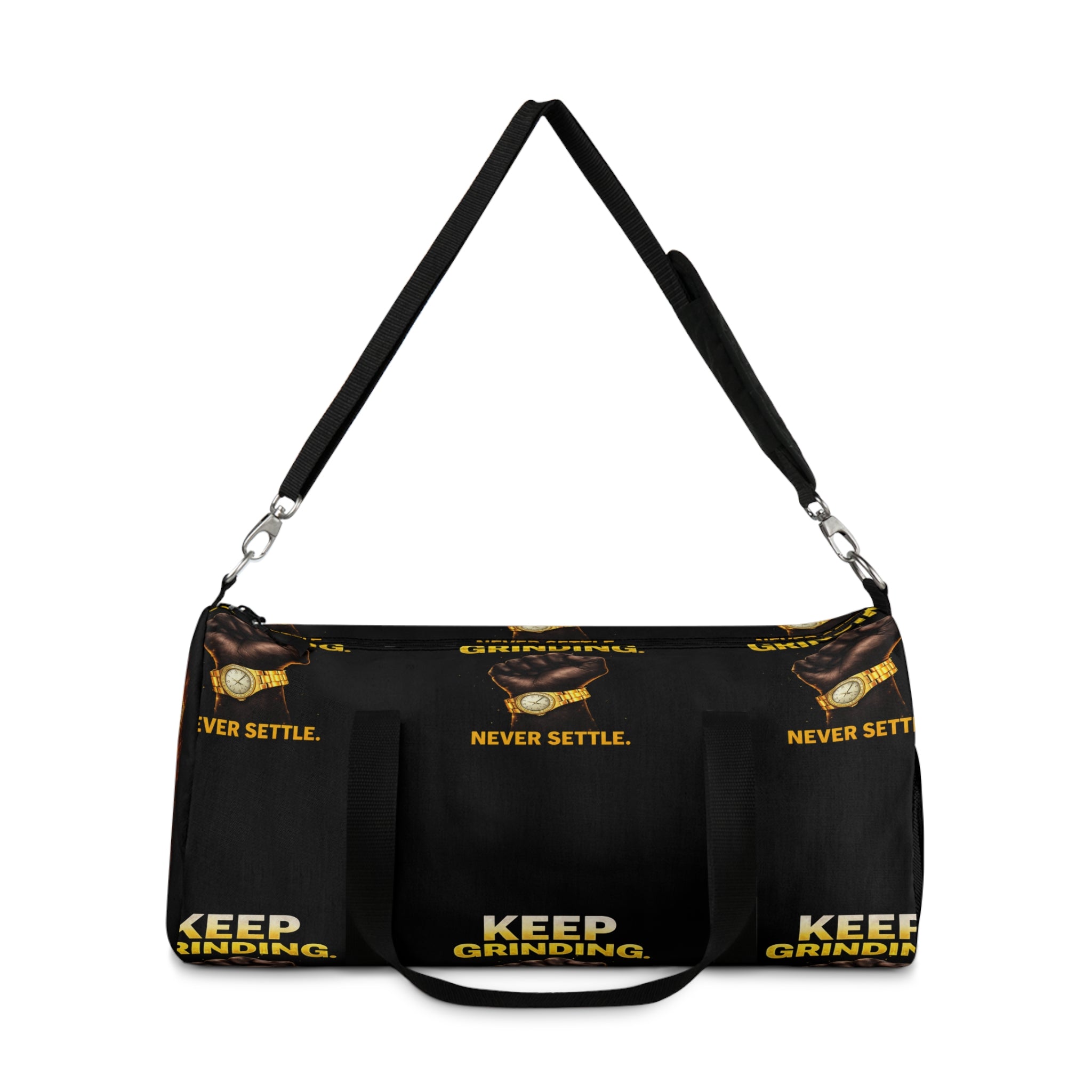 Keep Grinding Never Settle Duffel Bag | Motivational Gym Travel Bag