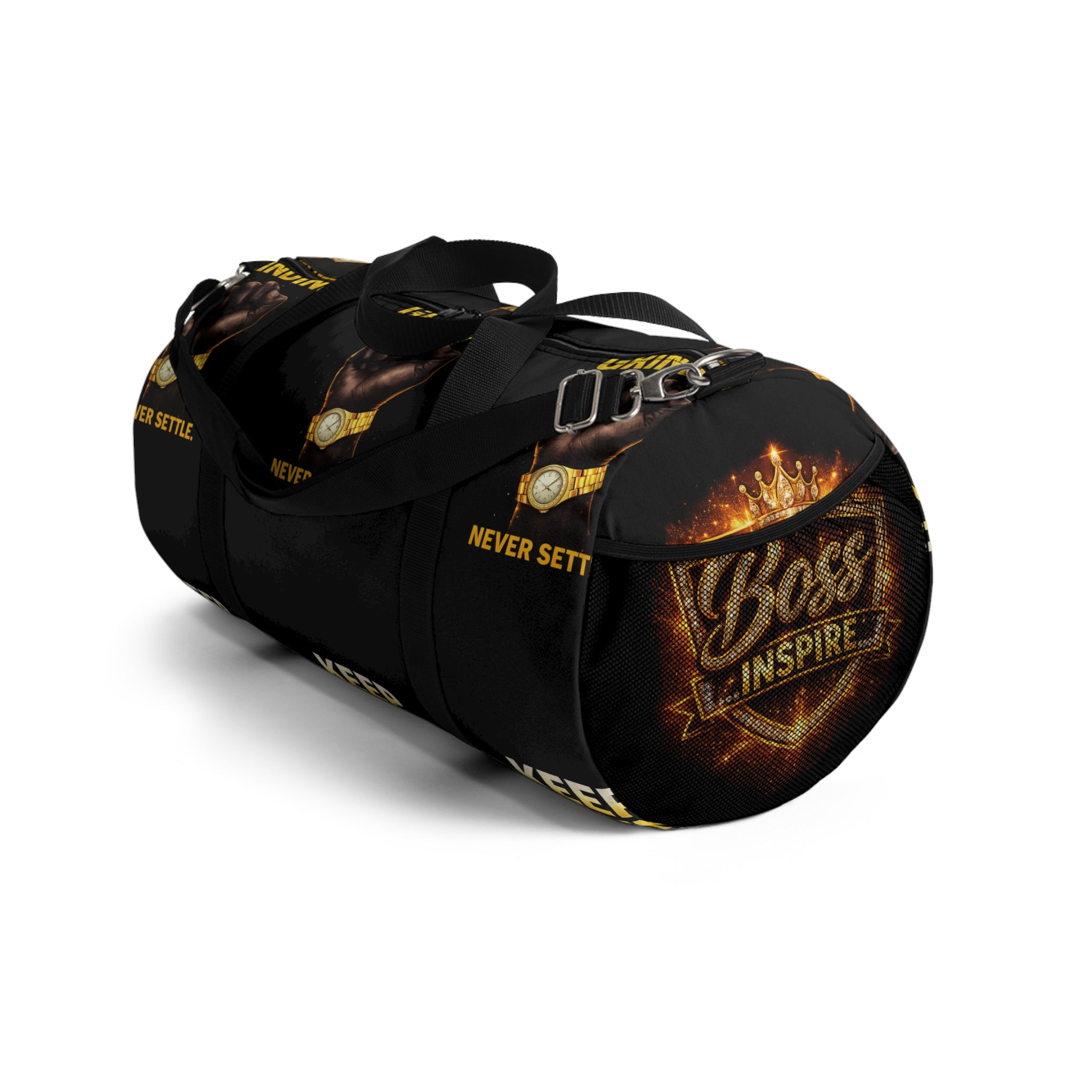 Keep Grinding Never Settle Duffel Bag | Motivational Gym Travel Bag
