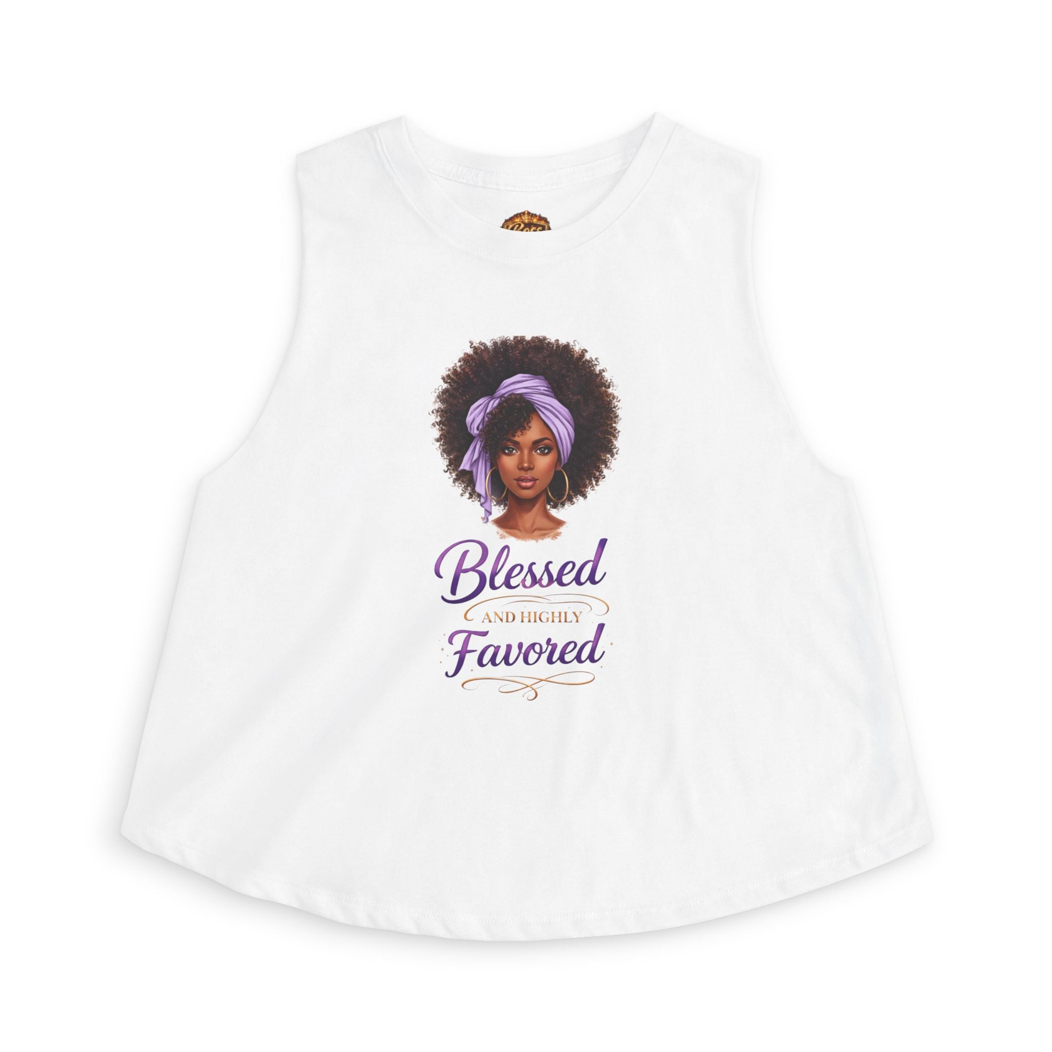 Blessed and Highly Favored Afro Woman graphic crop top | Spiritual Faith