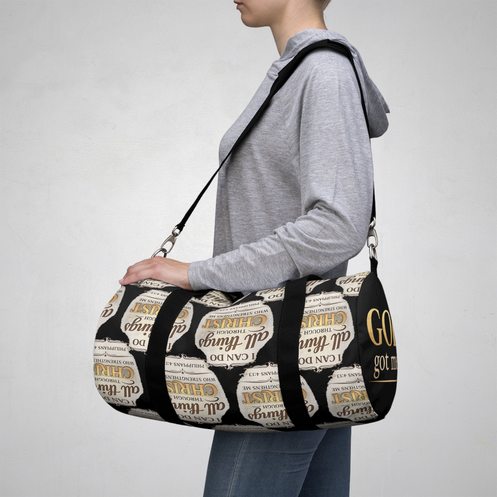 I Can Do All Things Through Christ duffel bag | Christian Scripture Philippians 4:13 gym bag