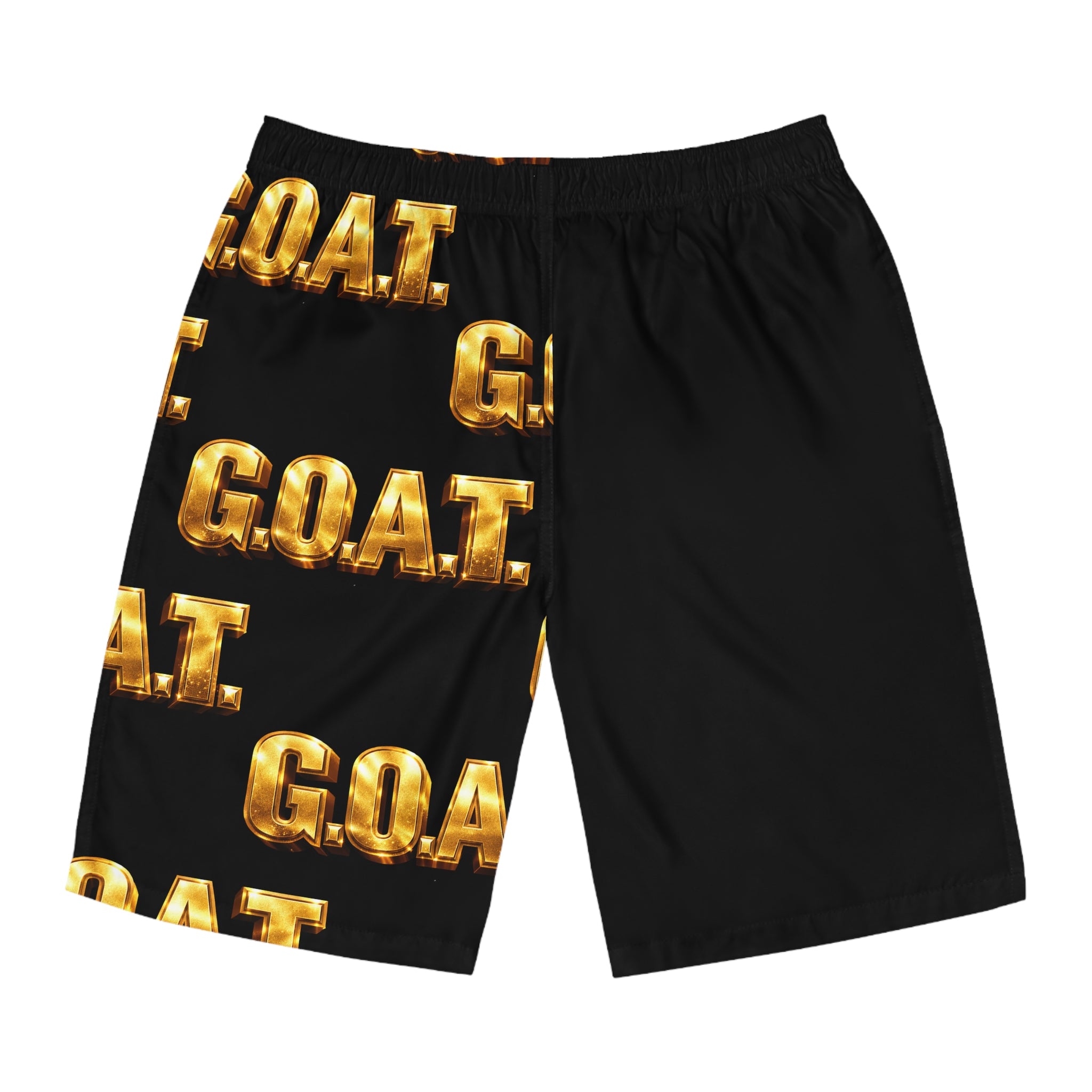 GOAT Gold Print Board Shorts — Men's Swim & Beach Trunks