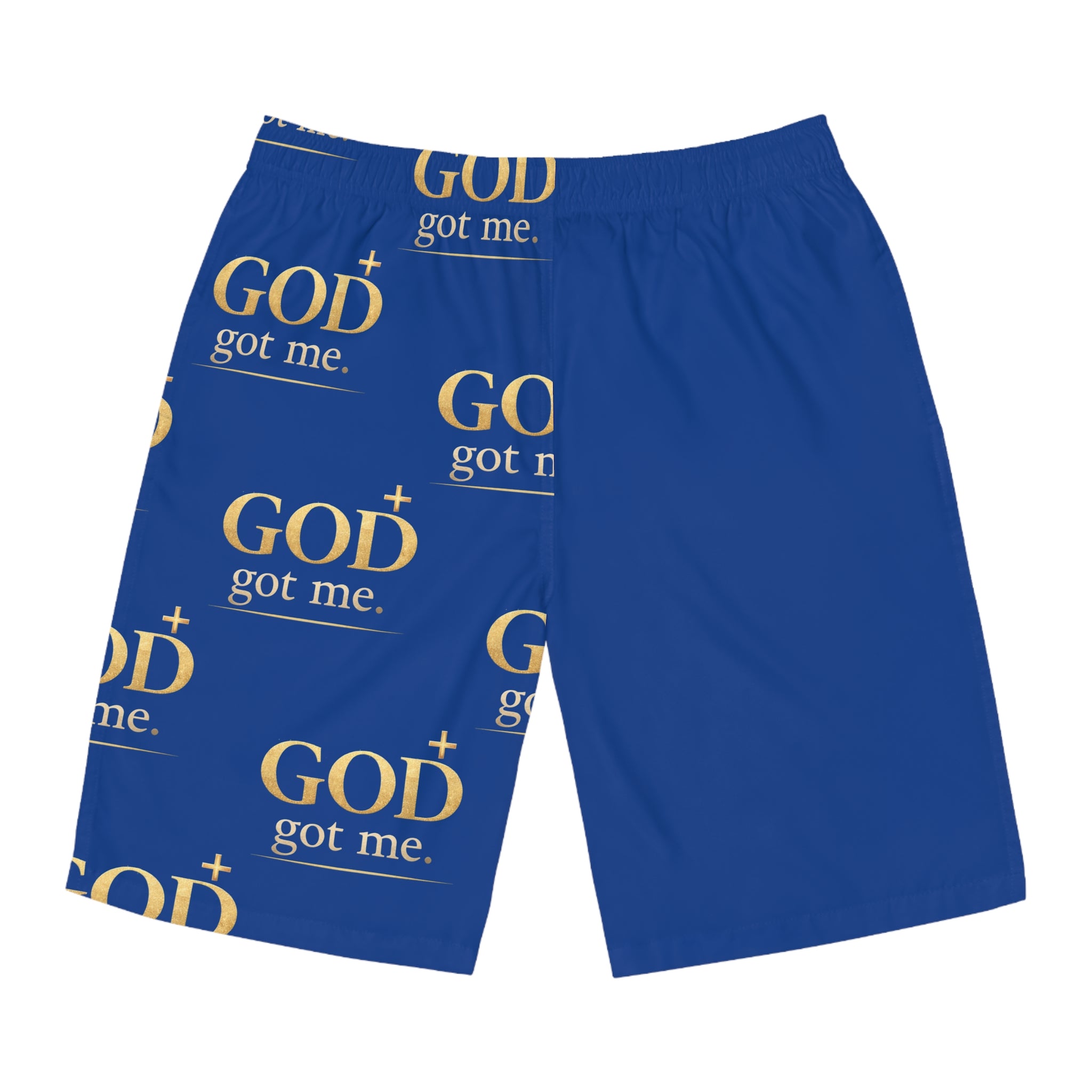 Men's 'GOD Got Me' Blue Board Shorts — Christian Faith Swimwear
