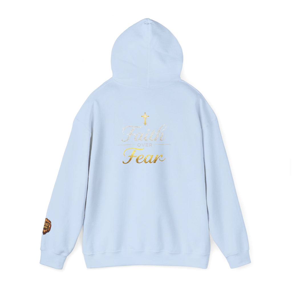Faith Over Fear Hoodie | Christian Cross Script Religious Sweatshirt