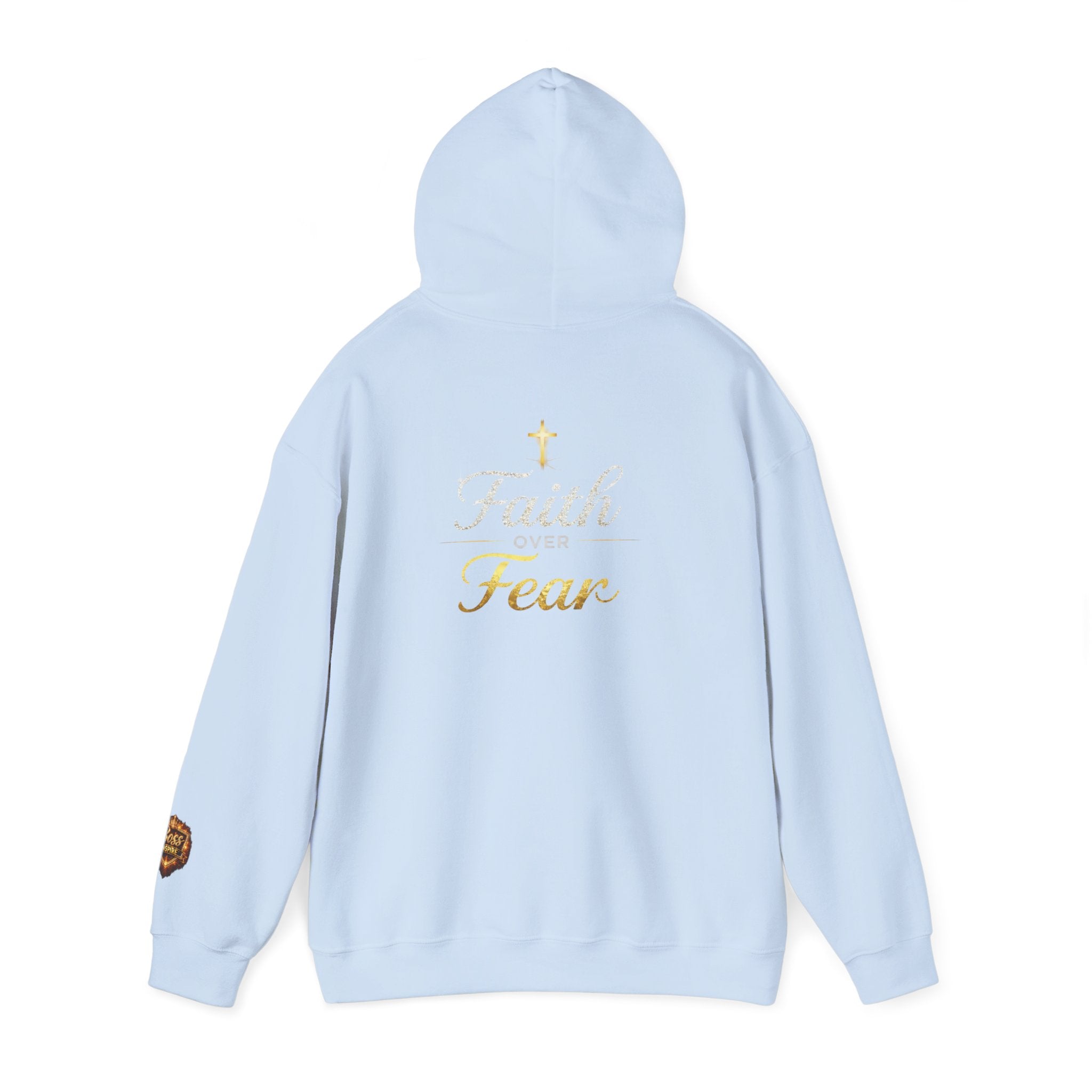 Faith Over Fear Hoodie | Christian Cross Script Religious Sweatshirt