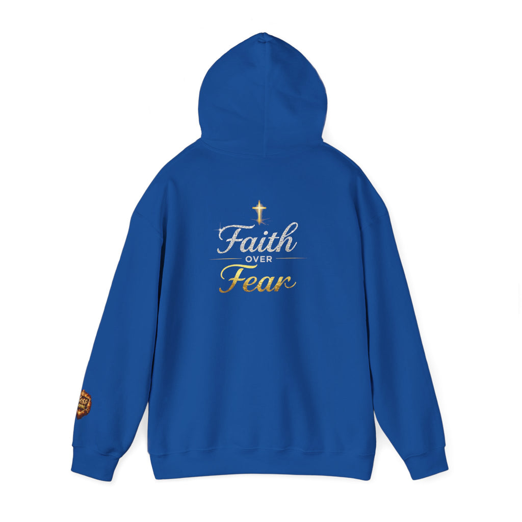 Faith Over Fear Hoodie | Christian Cross Script Religious Sweatshirt