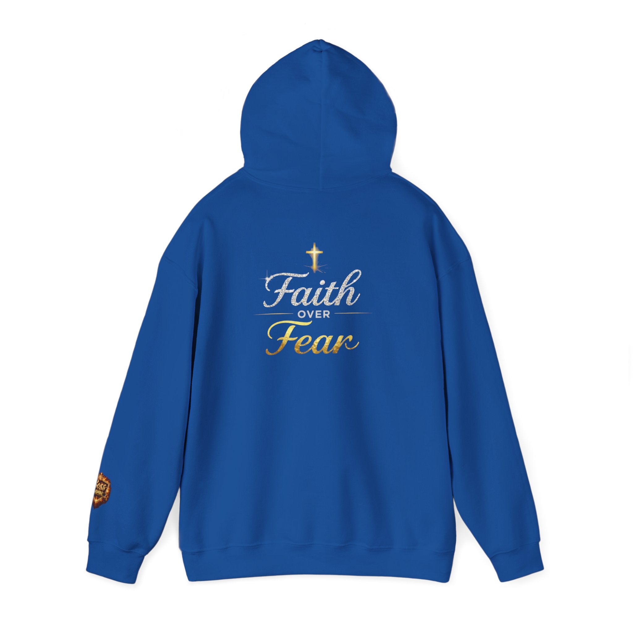 Faith Over Fear Hoodie | Christian Cross Script Religious Sweatshirt