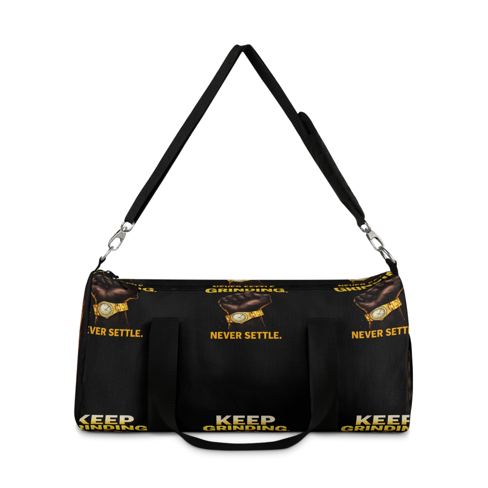 Keep Grinding Never Settle Duffel Bag | Motivational Gym Travel Bag