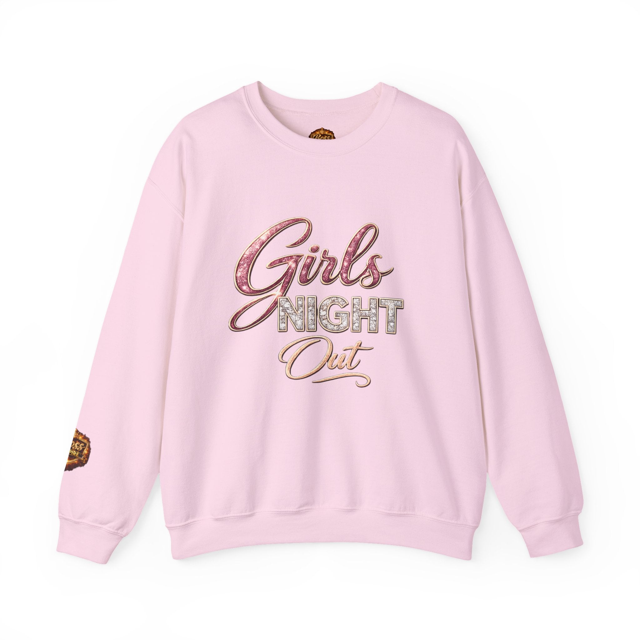 Girls Night Out Crewneck Sweatshirt | Metallic Script, Cozy Pullover