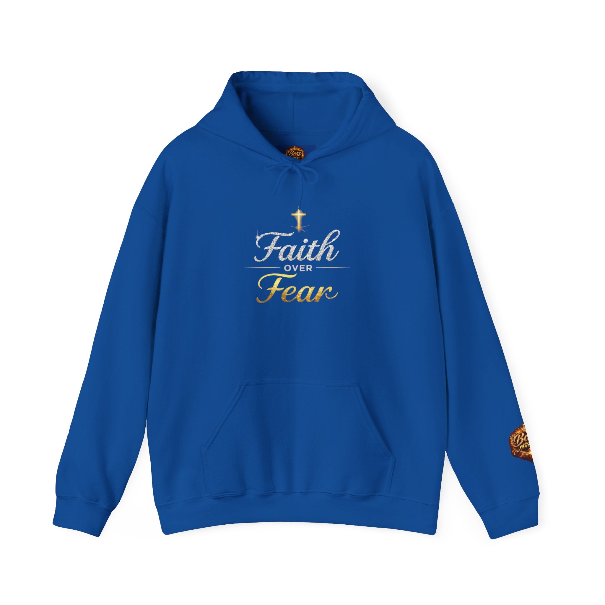 Faith Over Fear Hoodie | Christian Cross Script Religious Sweatshirt