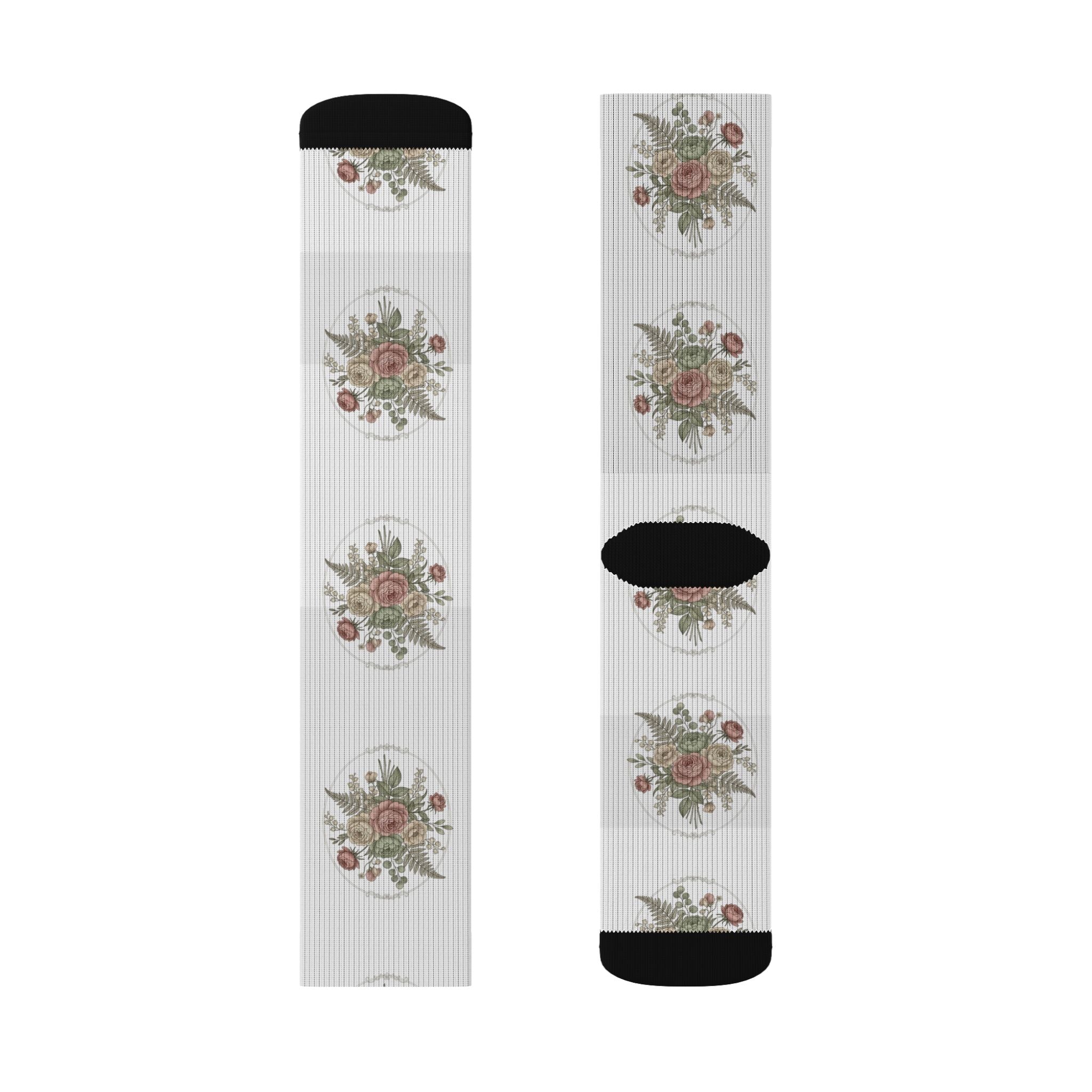 Vintage Rose Pattern Crew Socks