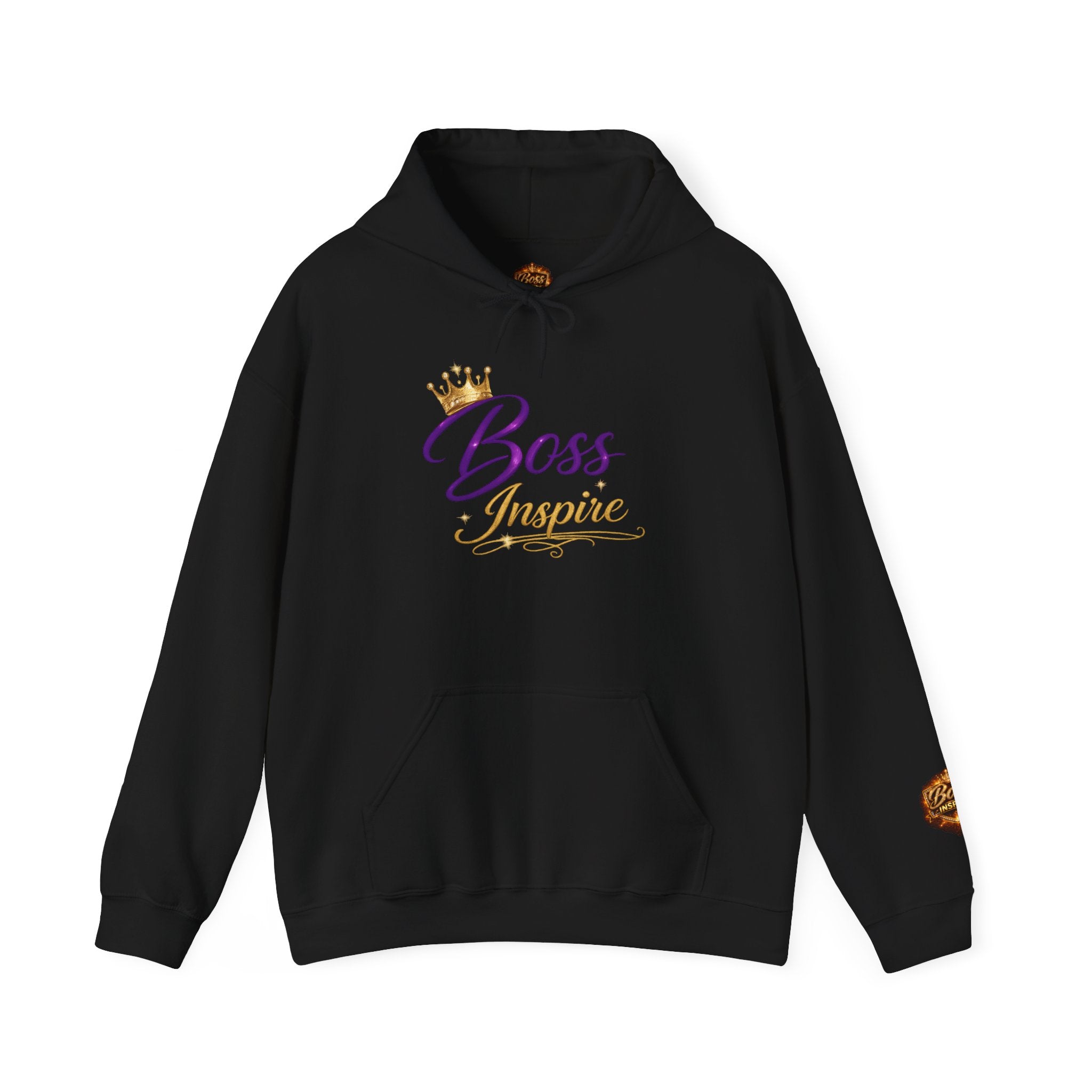 Boss Inspire Script Logo Hoodie | Crown Typography, Empowerment Sweatshirt