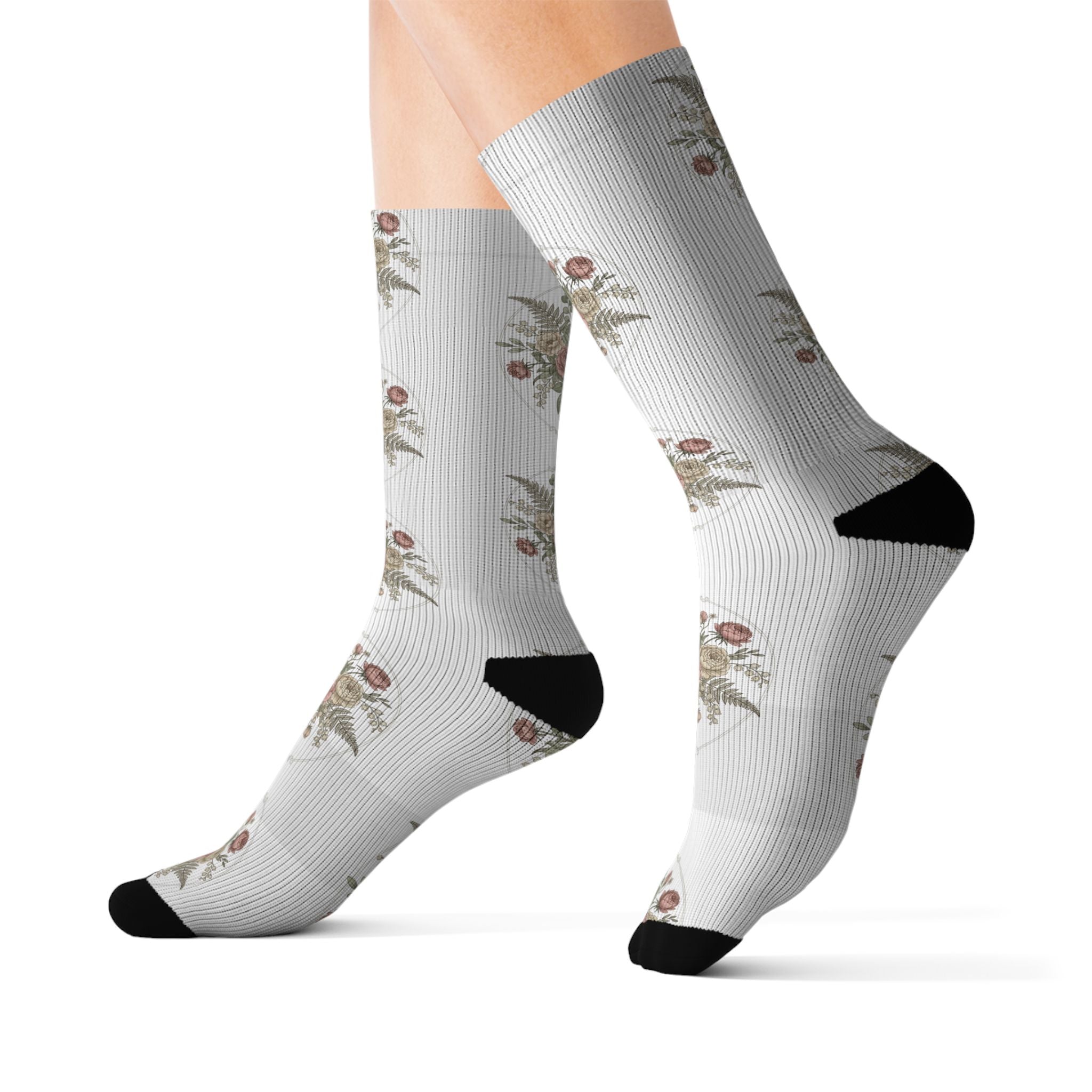 Vintage Rose Pattern Crew Socks